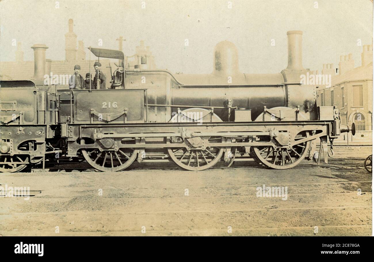 Locomotive ferroviaire n° 216 (MS&LR) - (Manchester, Sheffield et Lincolnshire Railway), Angleterre. Date : 1900s Banque D'Images
