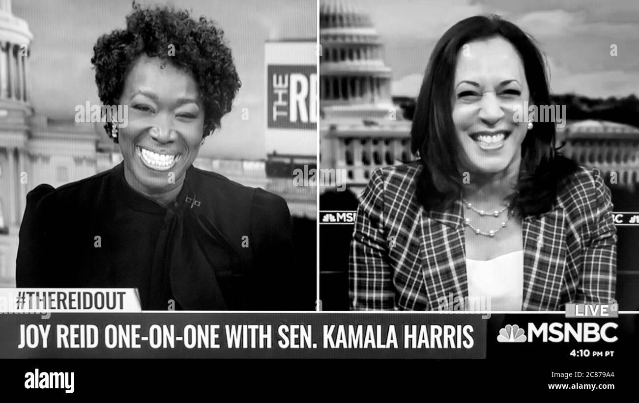 Washington, District de Columbia, États-Unis. 21 juillet 2020. Une capture d'écran du sénateur KAMALA HARRIS (D-CA) interviewé par JOY REID sur le «ReidOut» de MSNBC. Crédit : Brian Cahn/ZUMA Wire/Alay Live News Banque D'Images