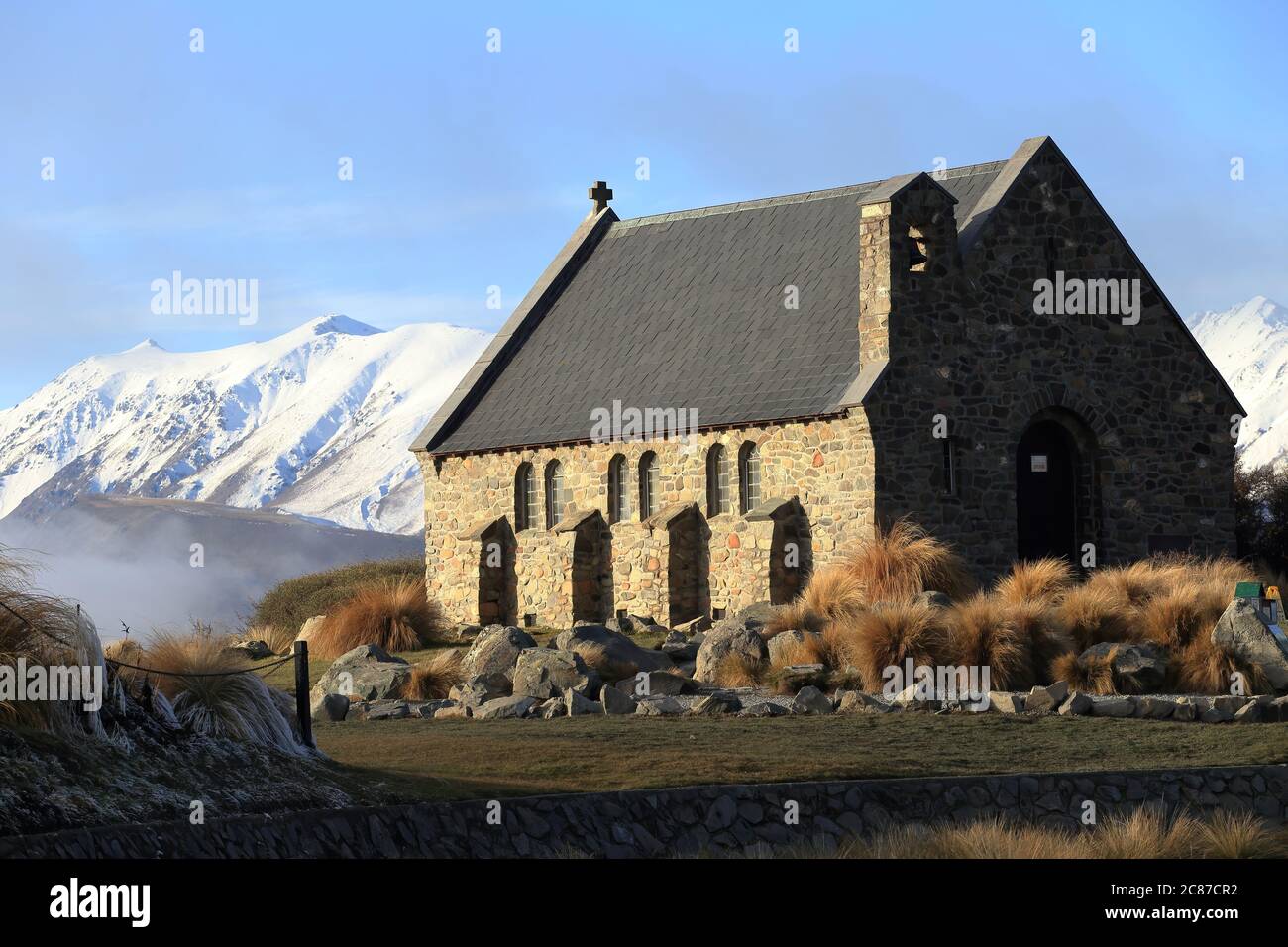 Église du bon Berger, lac Tekapo, en hiver Banque D'Images