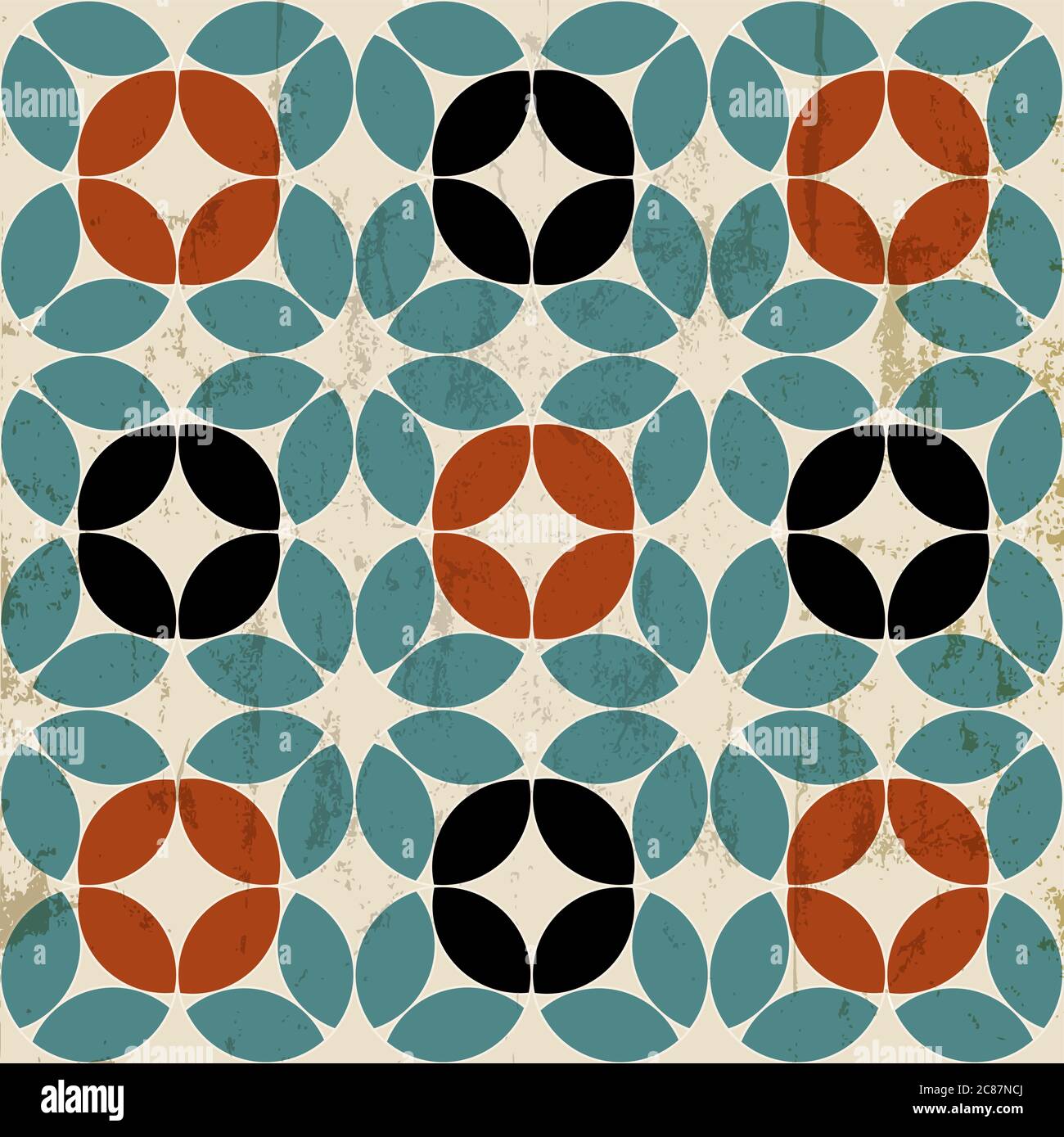 arrière-plan sans couture avec motif circulaire, style rétro/vintage, mosaïque Illustration de Vecteur