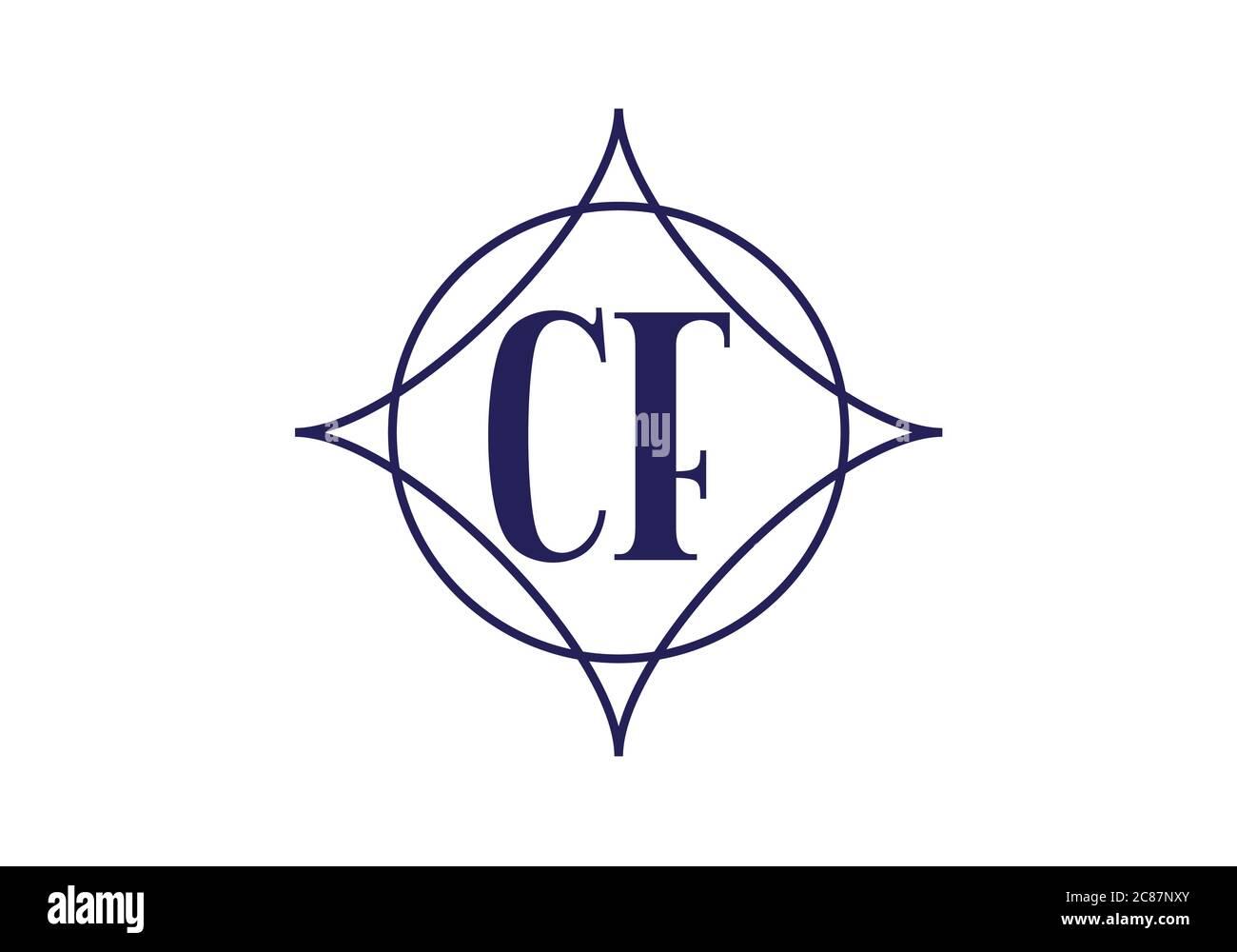 Modèle vectoriel de conception de logo C F de la lettre du monogramme initial. C F logo lettre Illustration de Vecteur