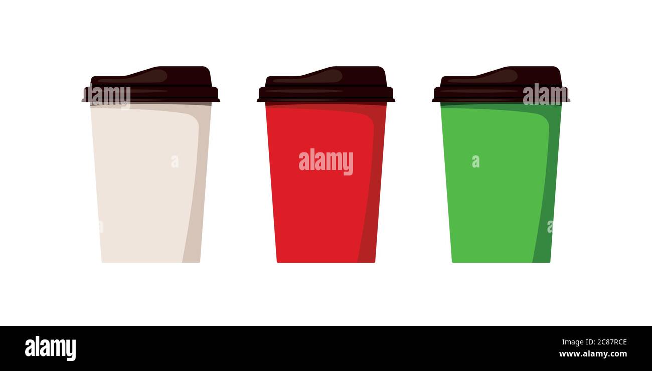 Ensemble de tasses Coffee To Go isolé sur fond blanc. Illustration de Vecteur