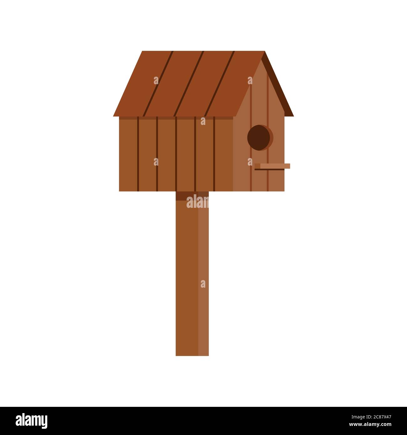 Maison d'oiseaux en bois isolée sur fond blanc. Illustration de Vecteur