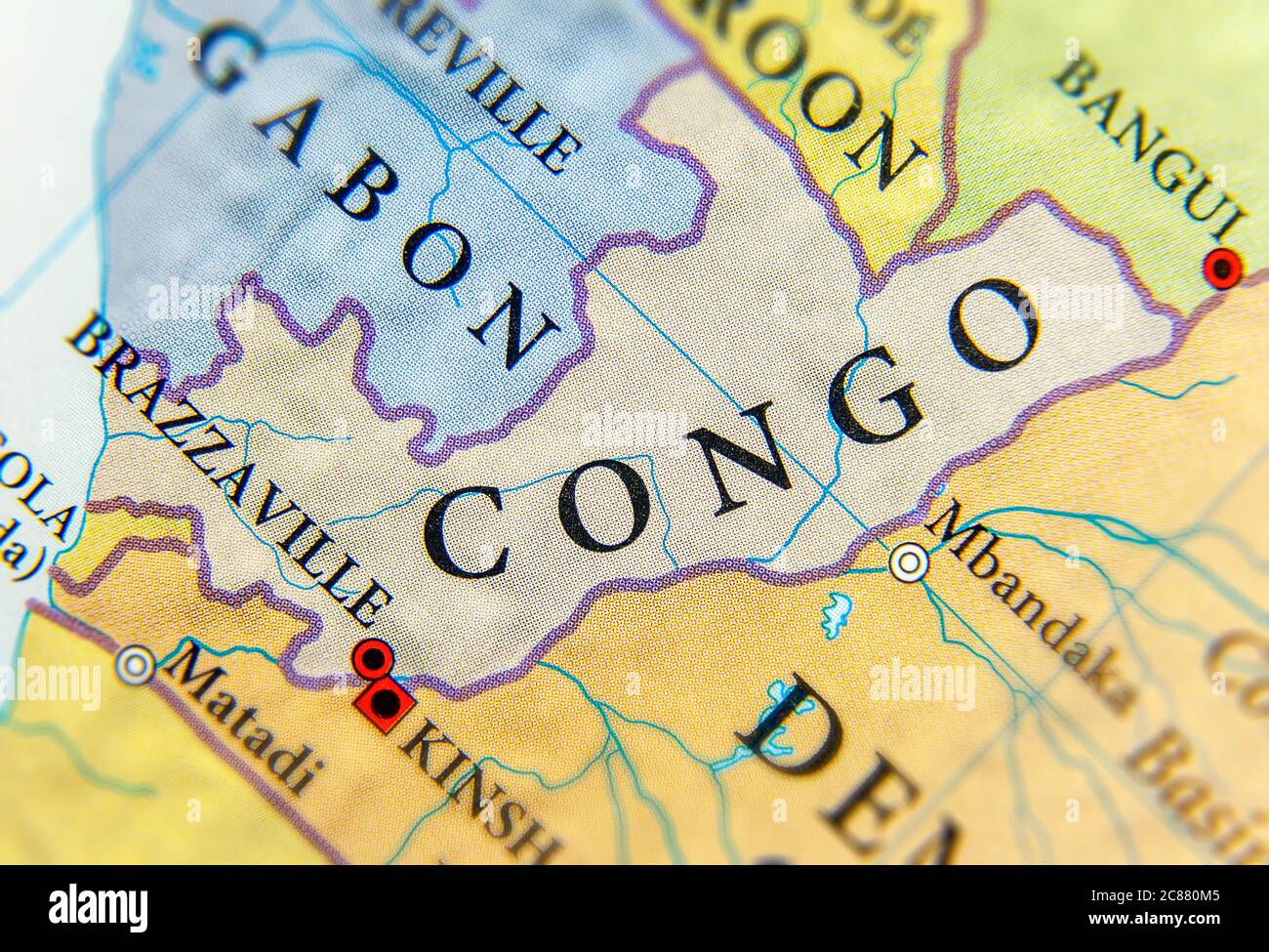 Carte géographique du Congo Banque D'Images