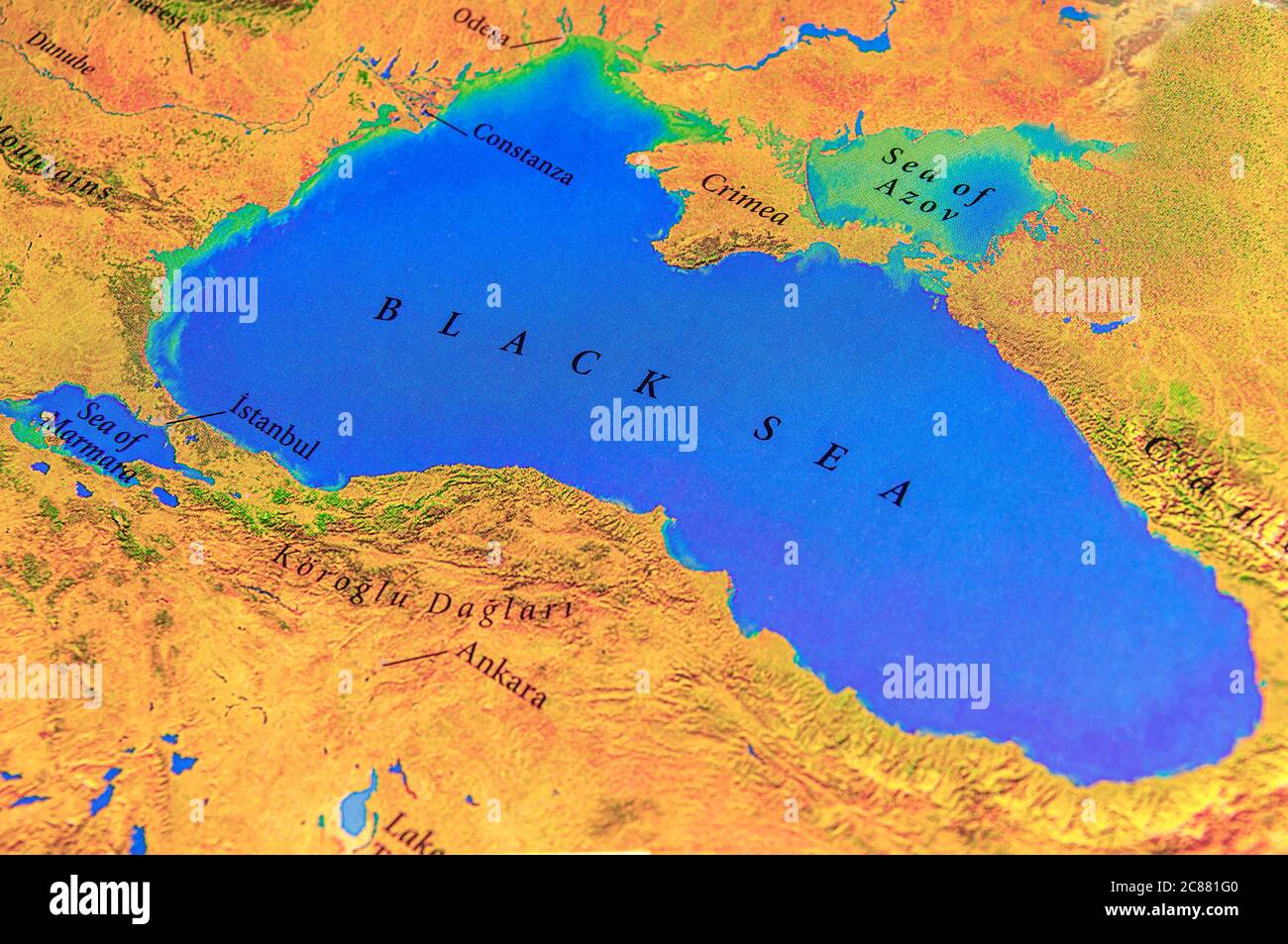 Carte géographique de la mer Noire européenne Banque D'Images