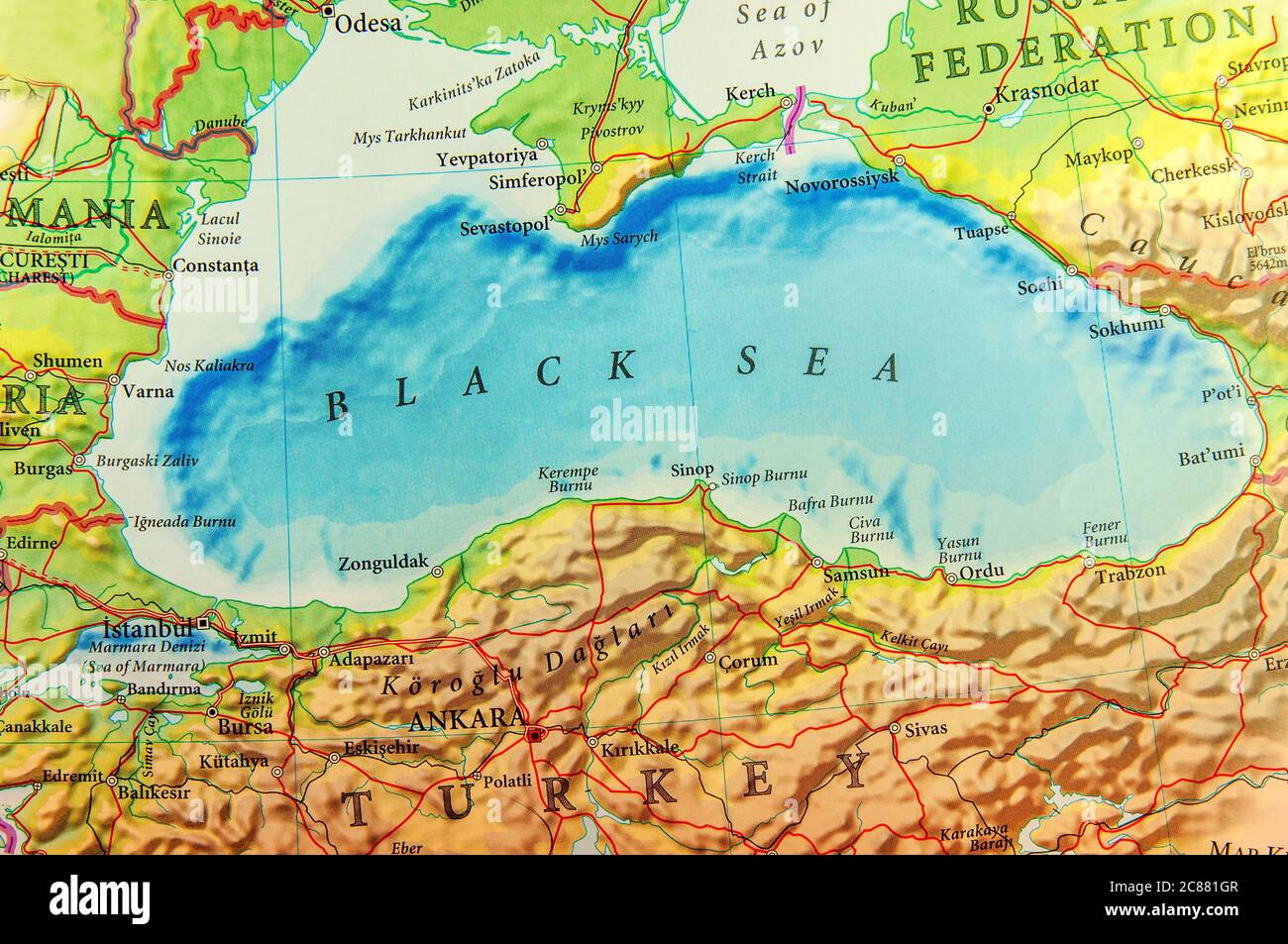 Carte géographique de la mer Noire européenne et de la Crimée Photo Stock -  Alamy