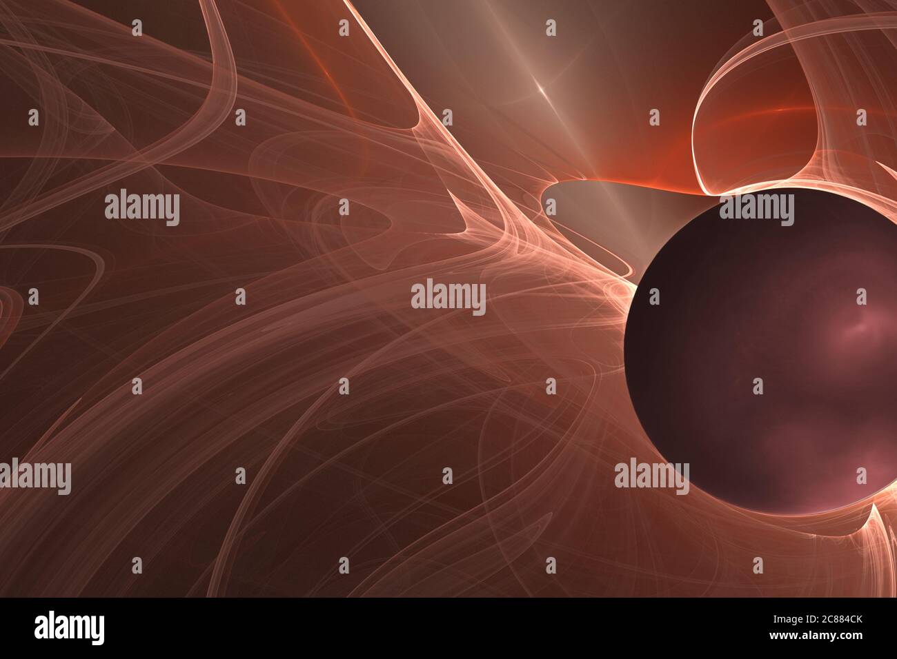 Résumé Fractal, planète 3D sur le fond des lignes d'énergie Banque D'Images