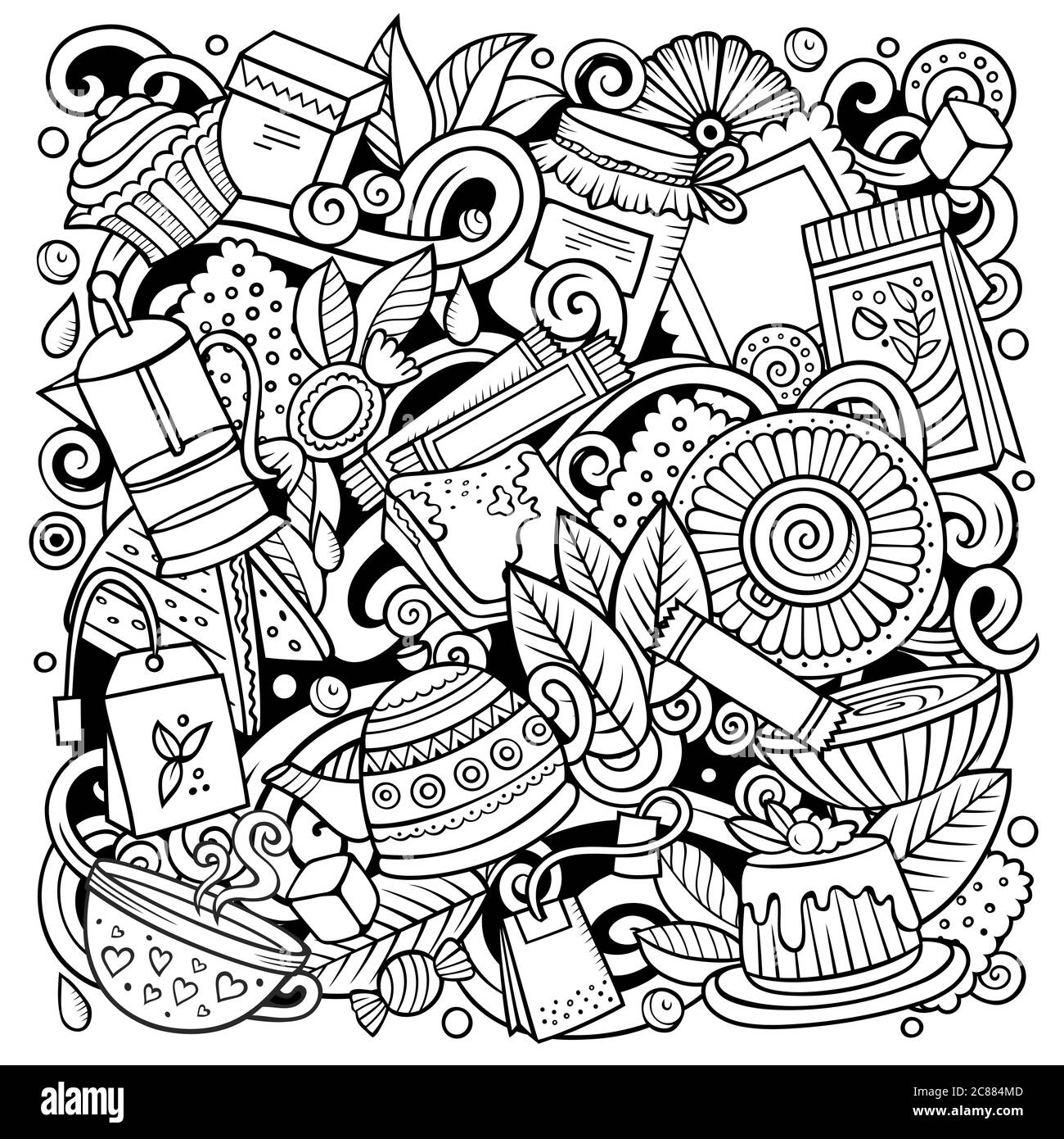 Dessin animé vectoriel de dessins thé illustration. Café image drôle Illustration de Vecteur