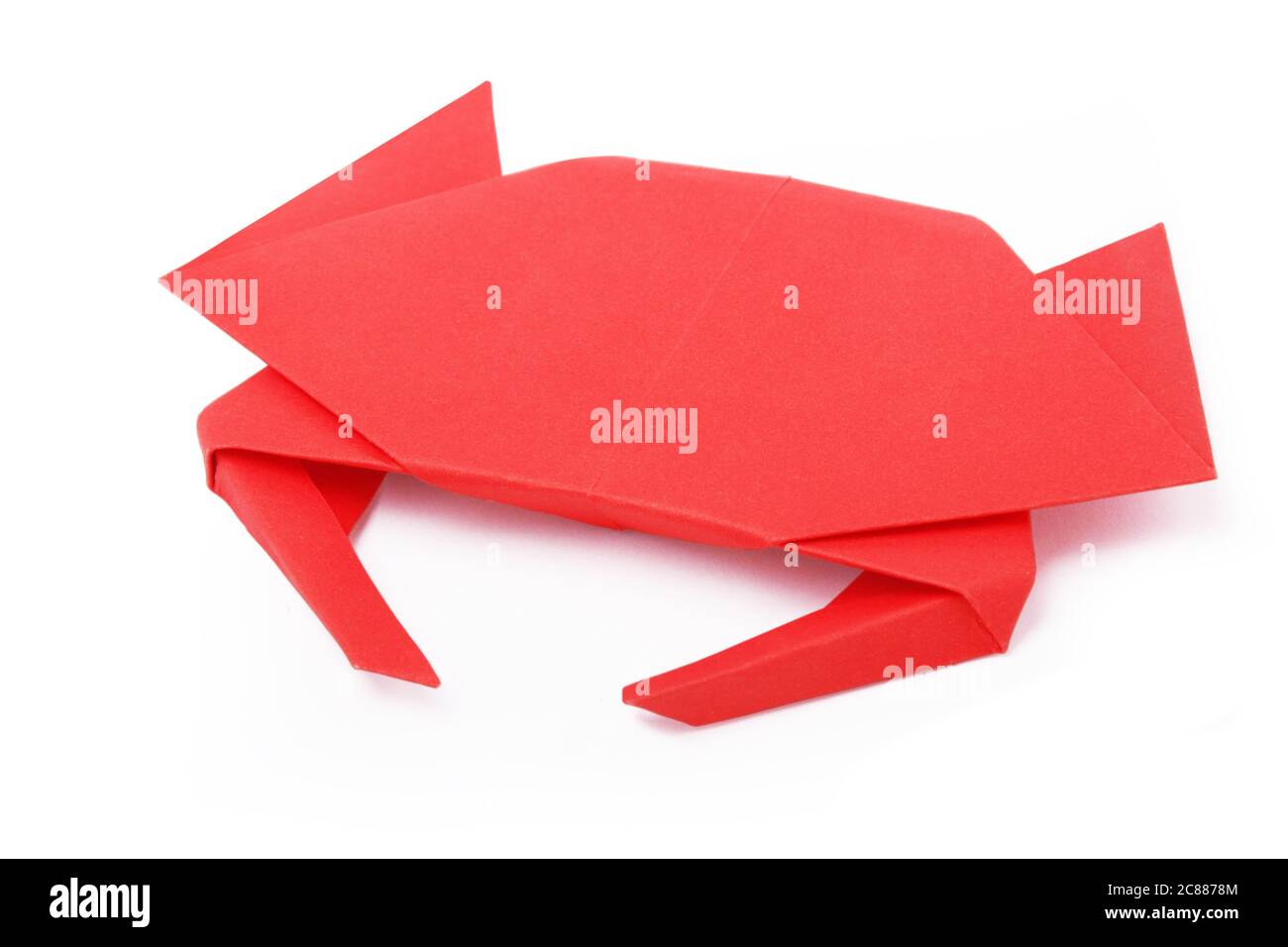 Crabe en papier origami sur fond blanc Banque D'Images