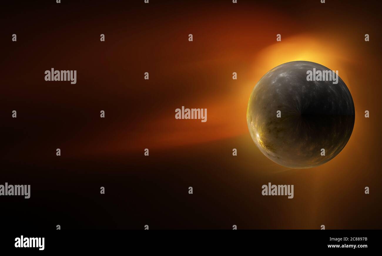 La planète 3D fractale abstraite sur un arrière-plan ardent Banque D'Images