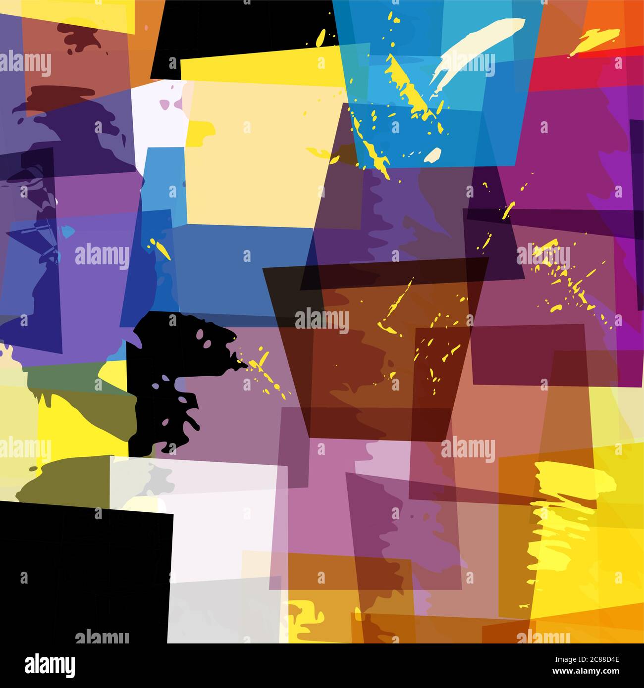 composition abstraite d'arrière-plan coloré, avec trapèze, traits et éclaboussures, demi-teinte Illustration de Vecteur