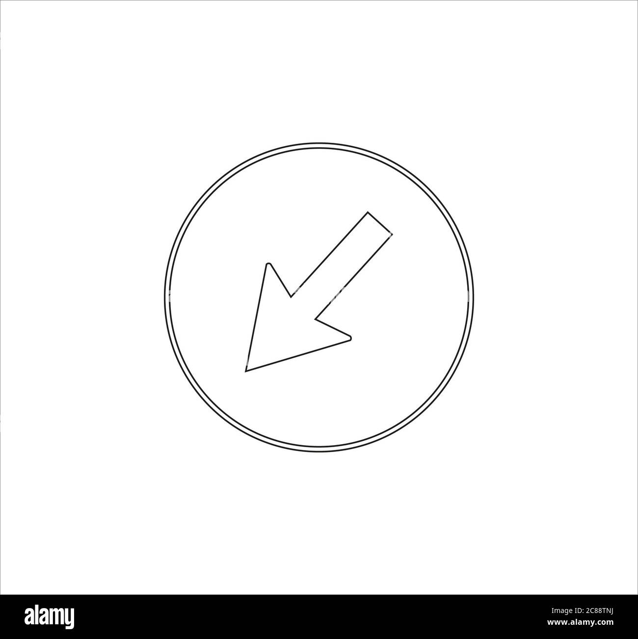 Illustration d'une flèche à l'intérieur d'un cercle isolé sur un arrière-plan blanc Banque D'Images