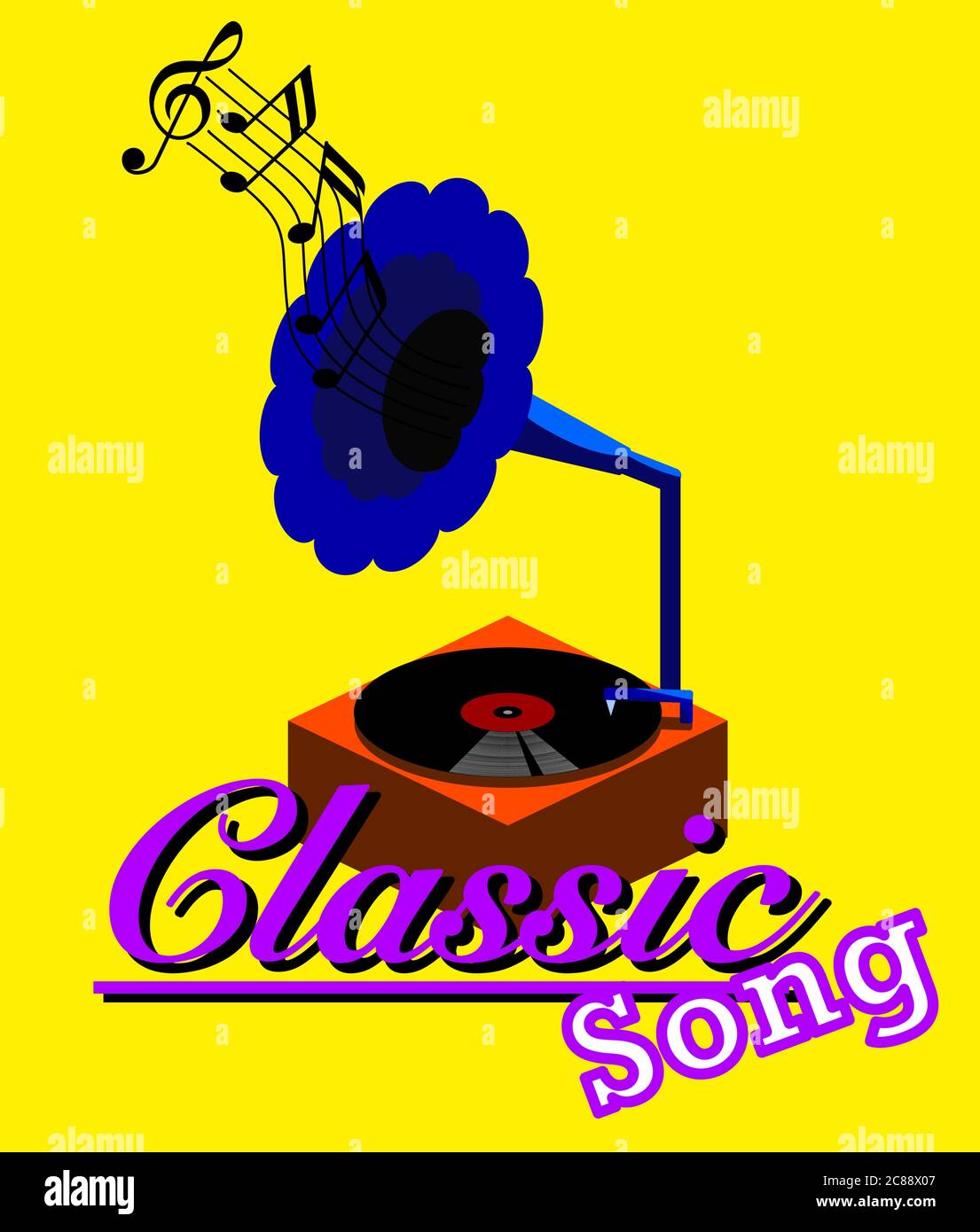 Lecteur de disques anciens qui joue de la musique classique. Illustration de Vecteur