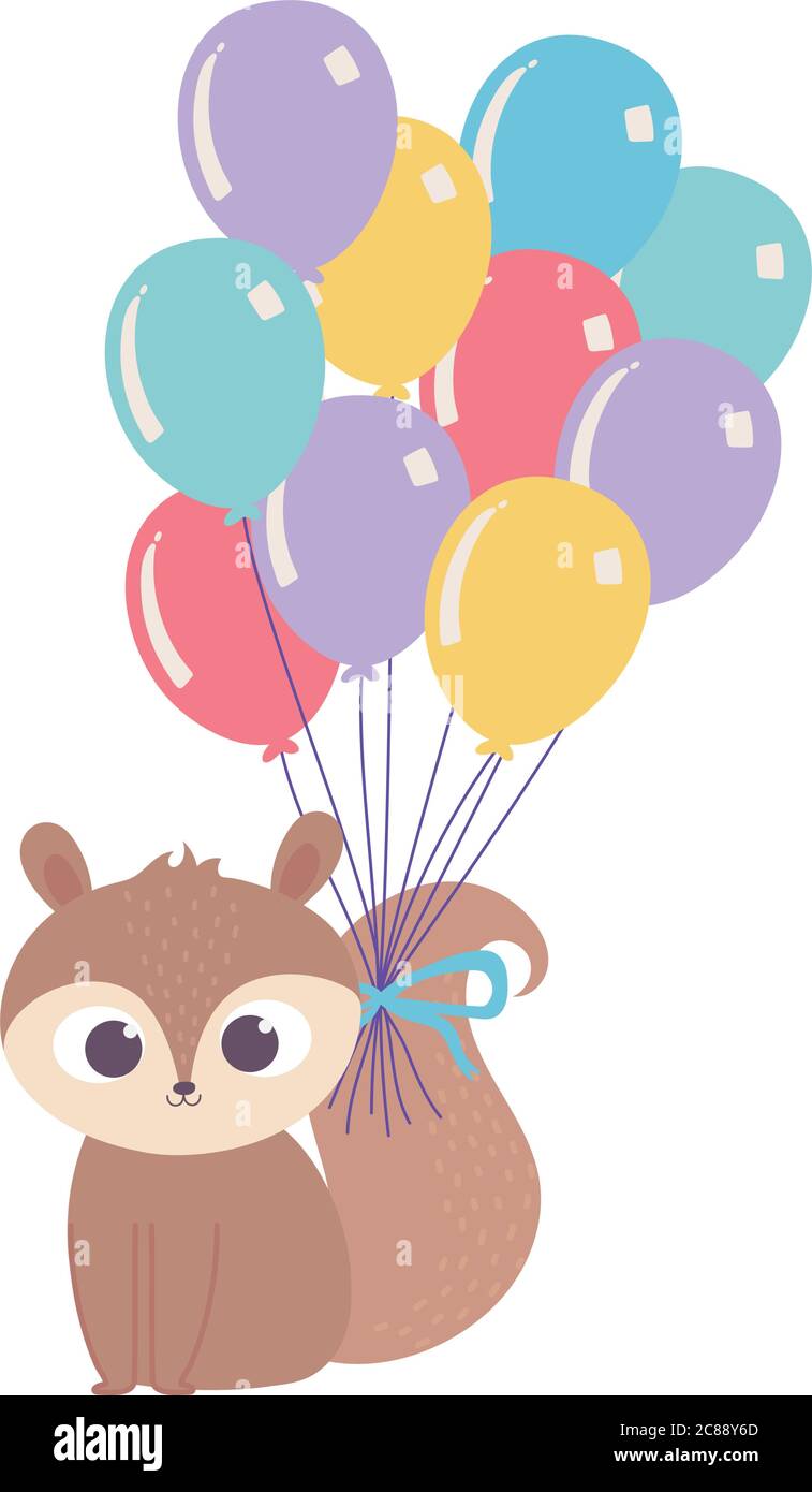 Joyeux Anniversaire Ecureuil Mignon Avec Des Ballons Dans La Queue Celebration Decoration Dessin Anime Illustration Vectorielle Image Vectorielle Stock Alamy
