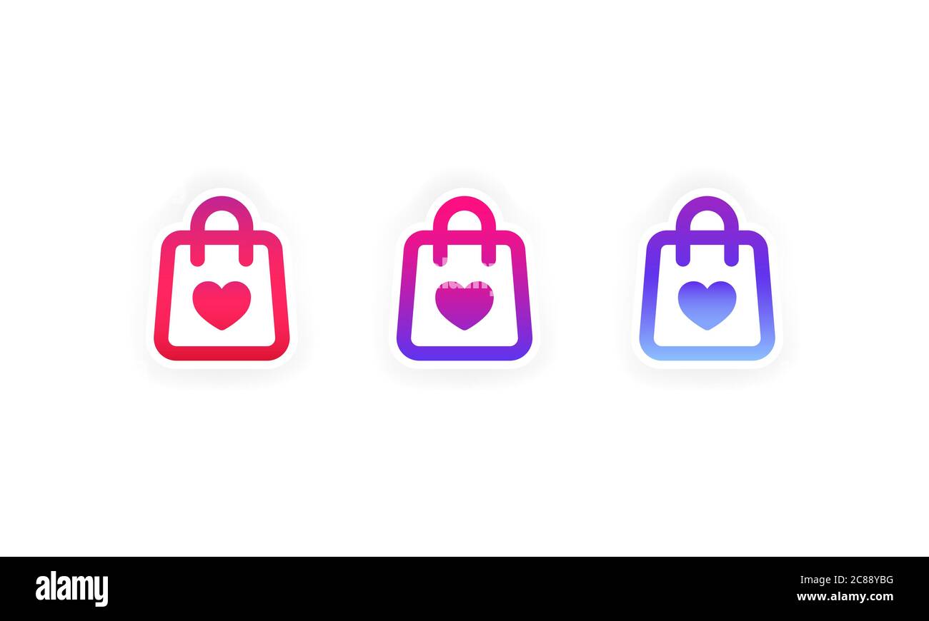 Autocollant shopping. Prendre en charge l'ensemble d'icônes de réseaux sociaux pour les petites entreprises locales. Vecteur sur fond blanc isolé. SPE 10 Illustration de Vecteur