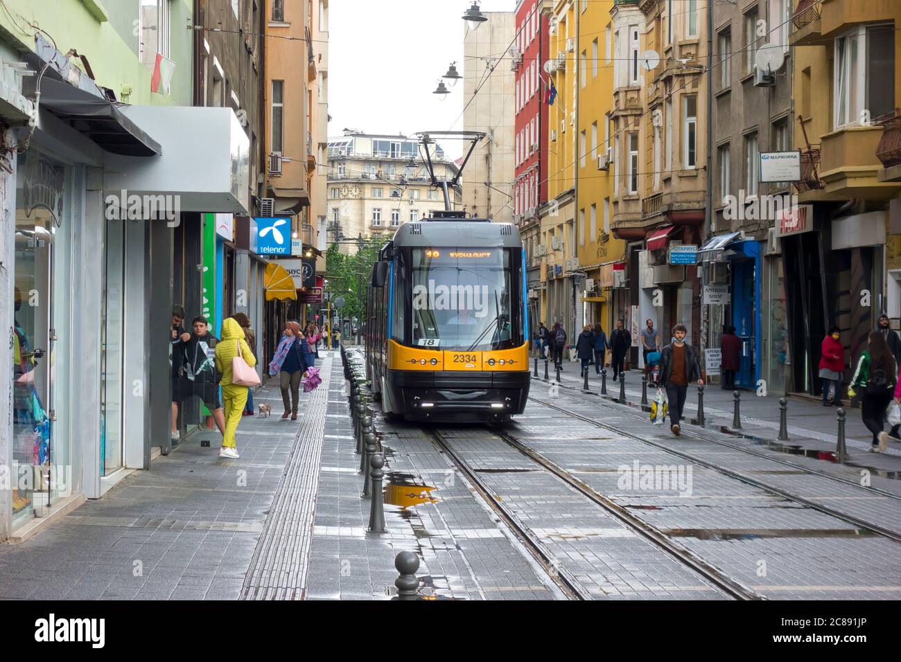 rue en tramway;Sofia Bulgarie; Banque D'Images