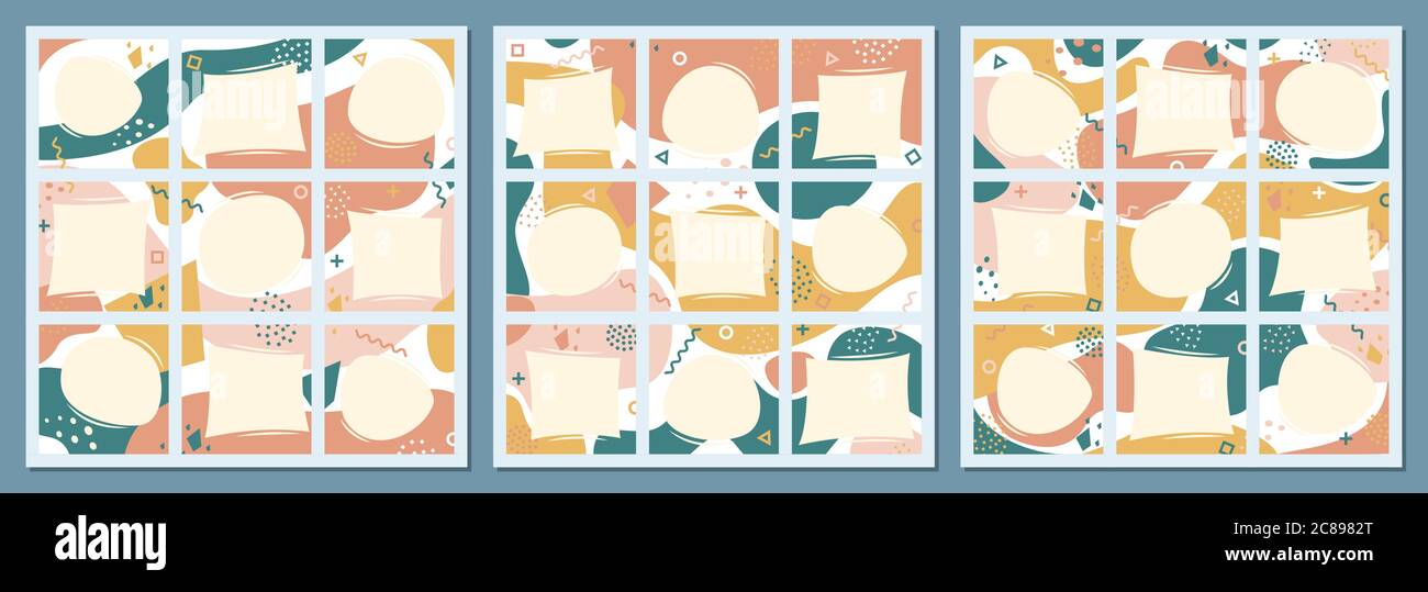 Motif abstrait vectoriel de type « Mo kup » dessiné à la main pour les réseaux sociaux. Modèle modifiable tendance pour les articles et les publications sur les réseaux sociaux. Un arrière-plan vague pour les réseaux sociaux Illustration de Vecteur
