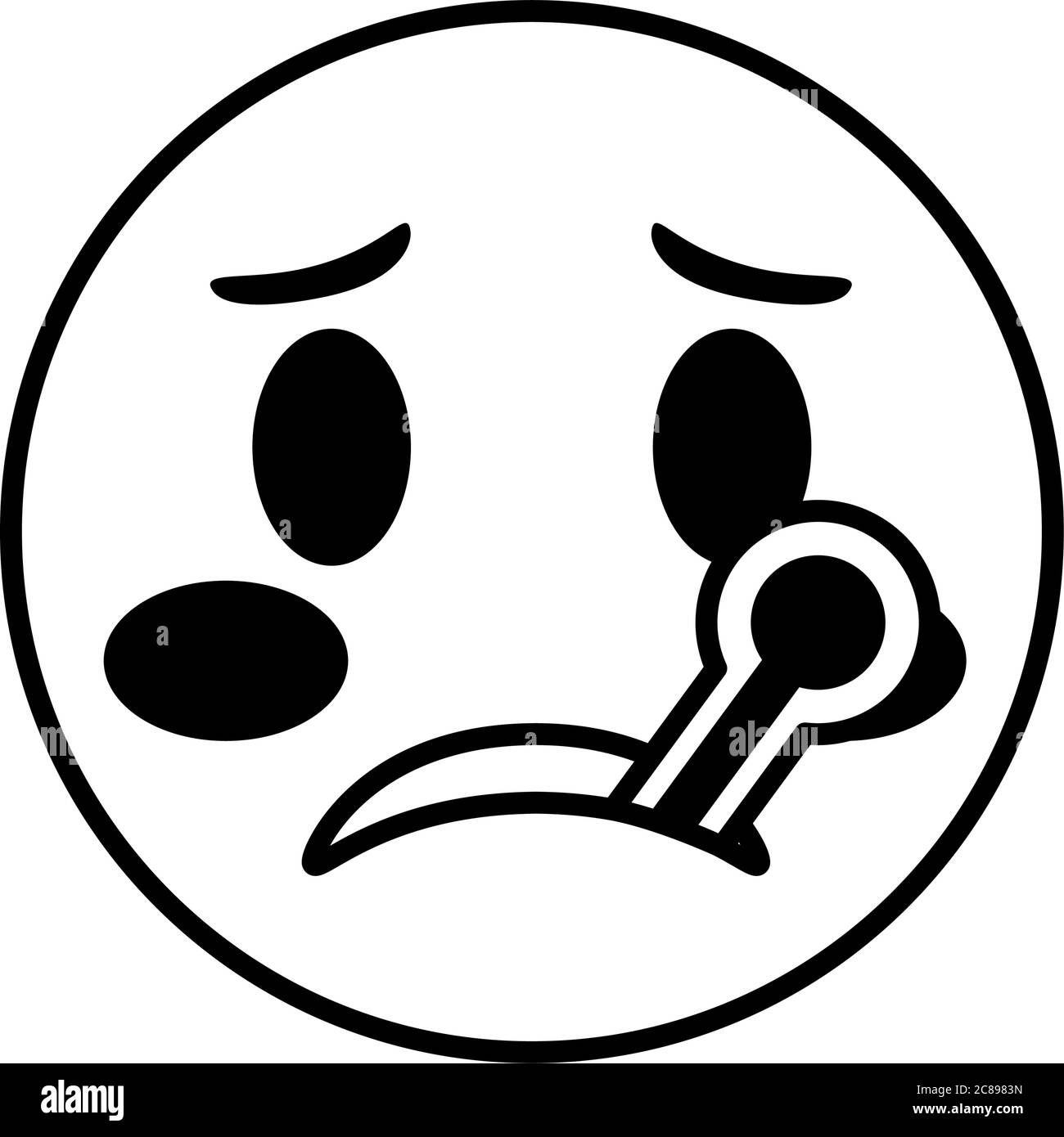 sick emoji visage avec thermomètre style classique de ligne icône vecteur  illustration design Image Vectorielle Stock - Alamy