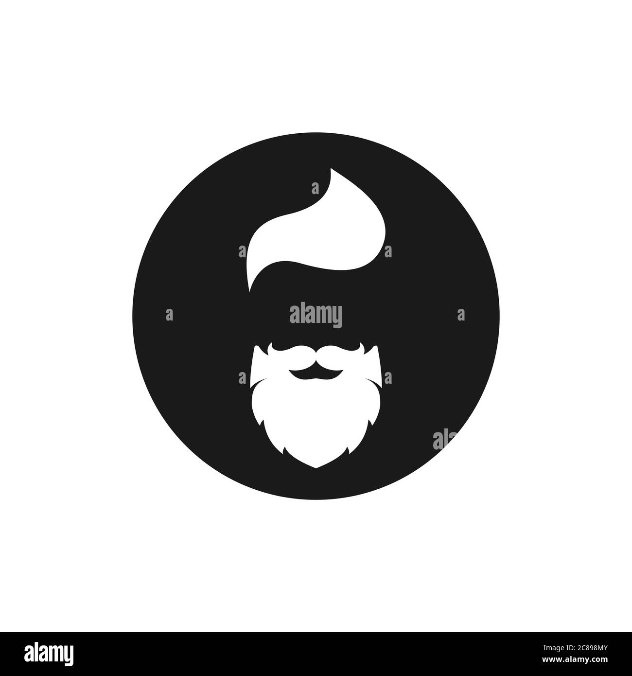 Silhouette de la tête de l'homme avec moustache et barbe dans des lunettes taille basse en cercle noir. Avatar noir brutal et sauvage. Isolé sur blanc. Vecteur plat illu Illustration de Vecteur