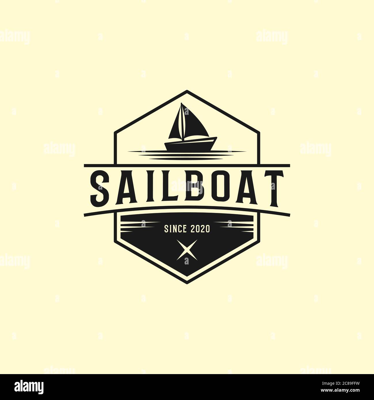 Dessins créatifs du logo du voilier, illustrations vectorielles du logo des clubs de yacht Illustration de Vecteur