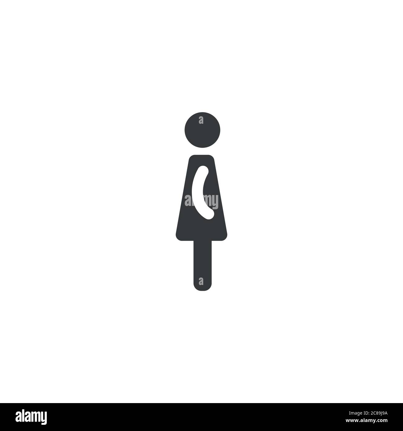 Silhouette noire de femme en robe. Isolé sur blanc. Vector Flat, icône femme et fille. Illustration de Vecteur