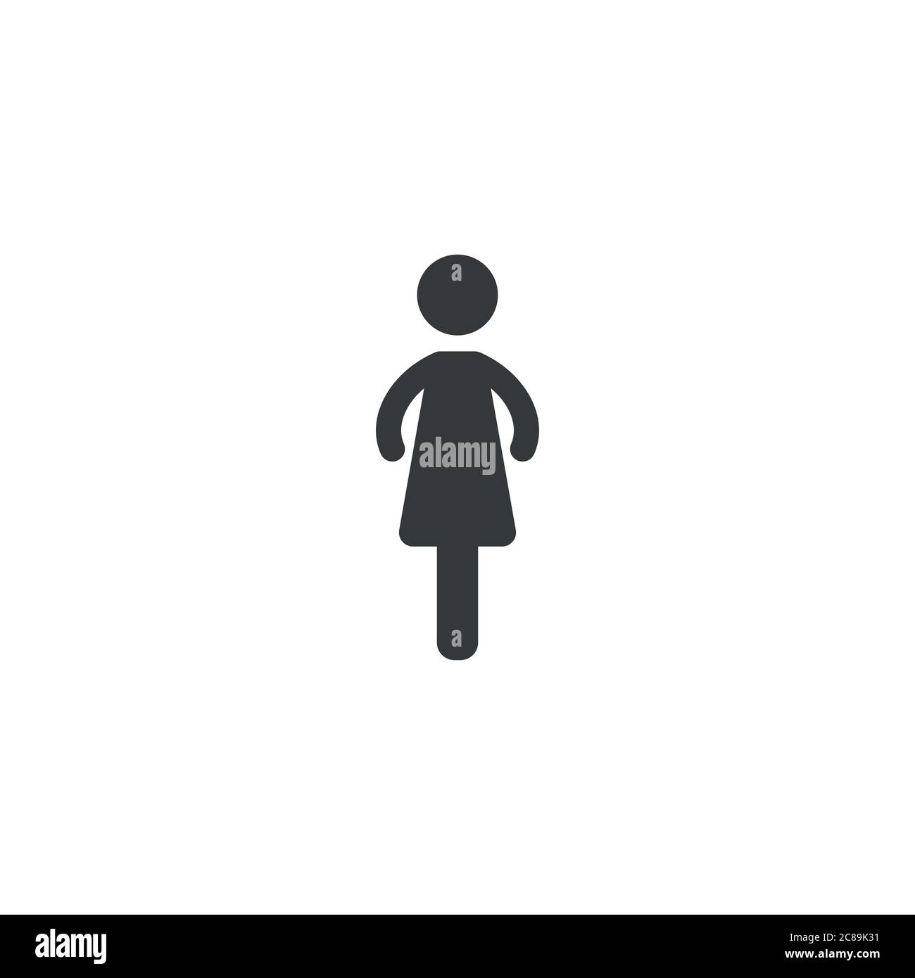 Silhouette noire de femme en robe. Isolé sur blanc. Vector Flat, icône femme et fille. Illustration de Vecteur