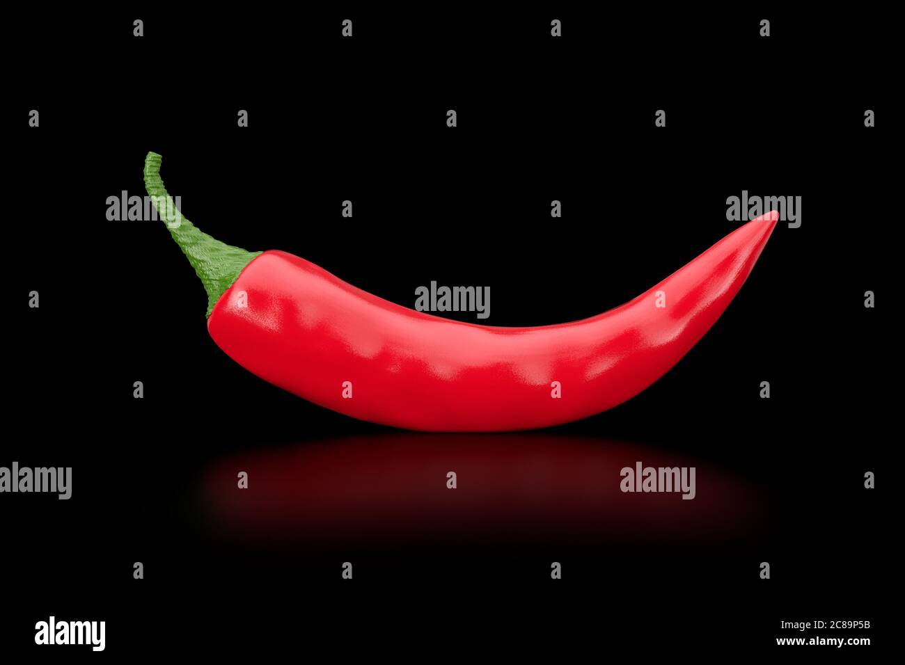 Piment rouge sur fond noir. Rendu 3d Banque D'Images