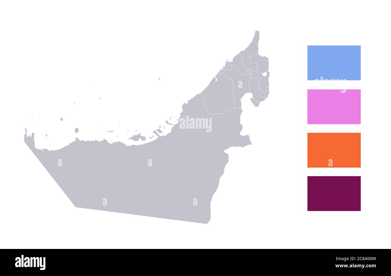 Infographies de la carte des Émirats arabes Unis, régions individuelles vierges Banque D'Images