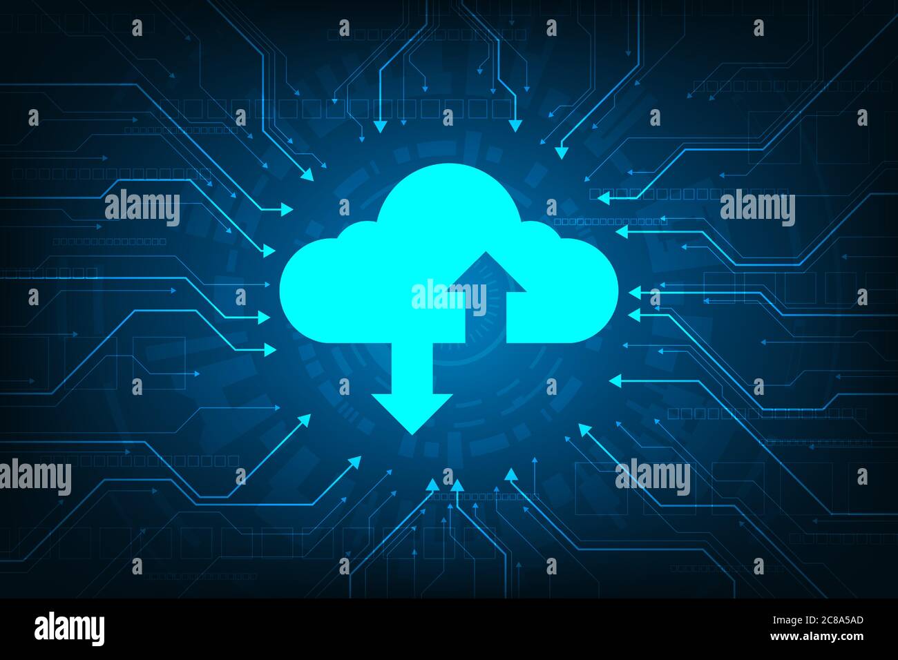 Interface Cloud qui affiche le téléchargement de données sur Internet. Illustration de Vecteur