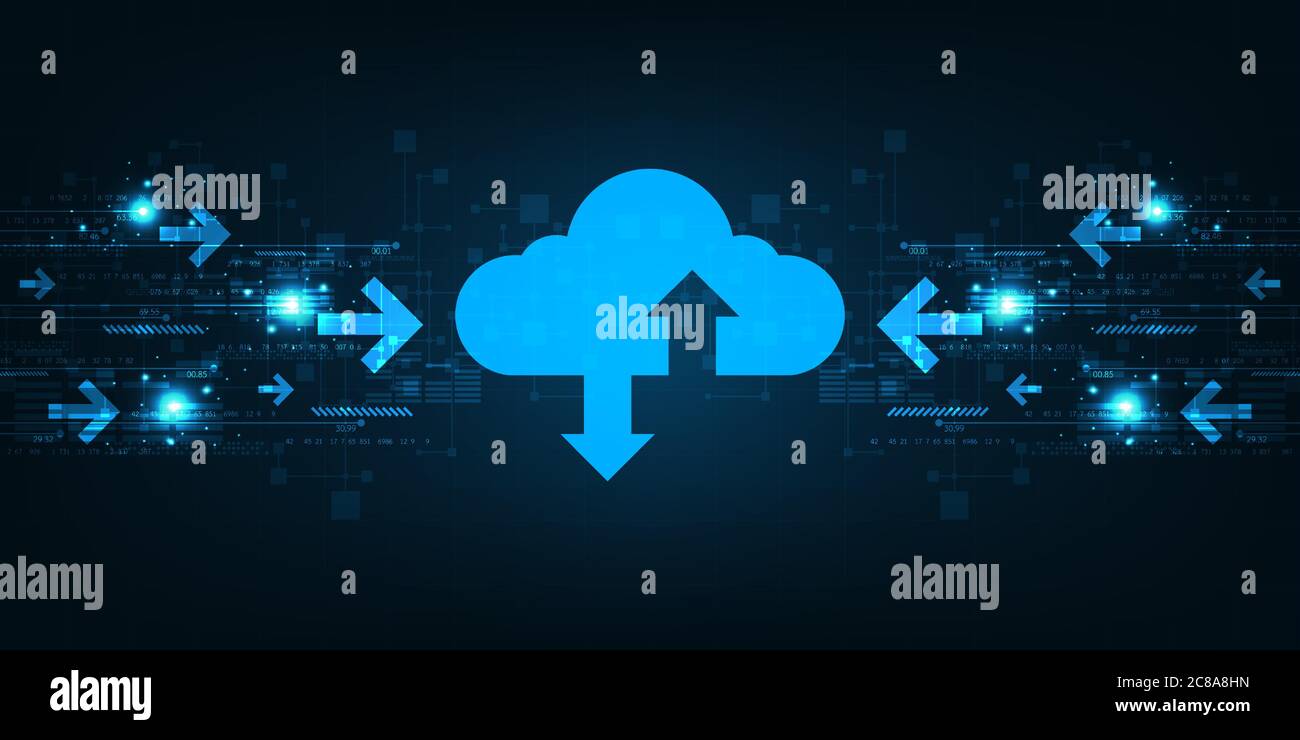 Interface Cloud qui affiche le téléchargement de données sur Internet. Illustration de Vecteur