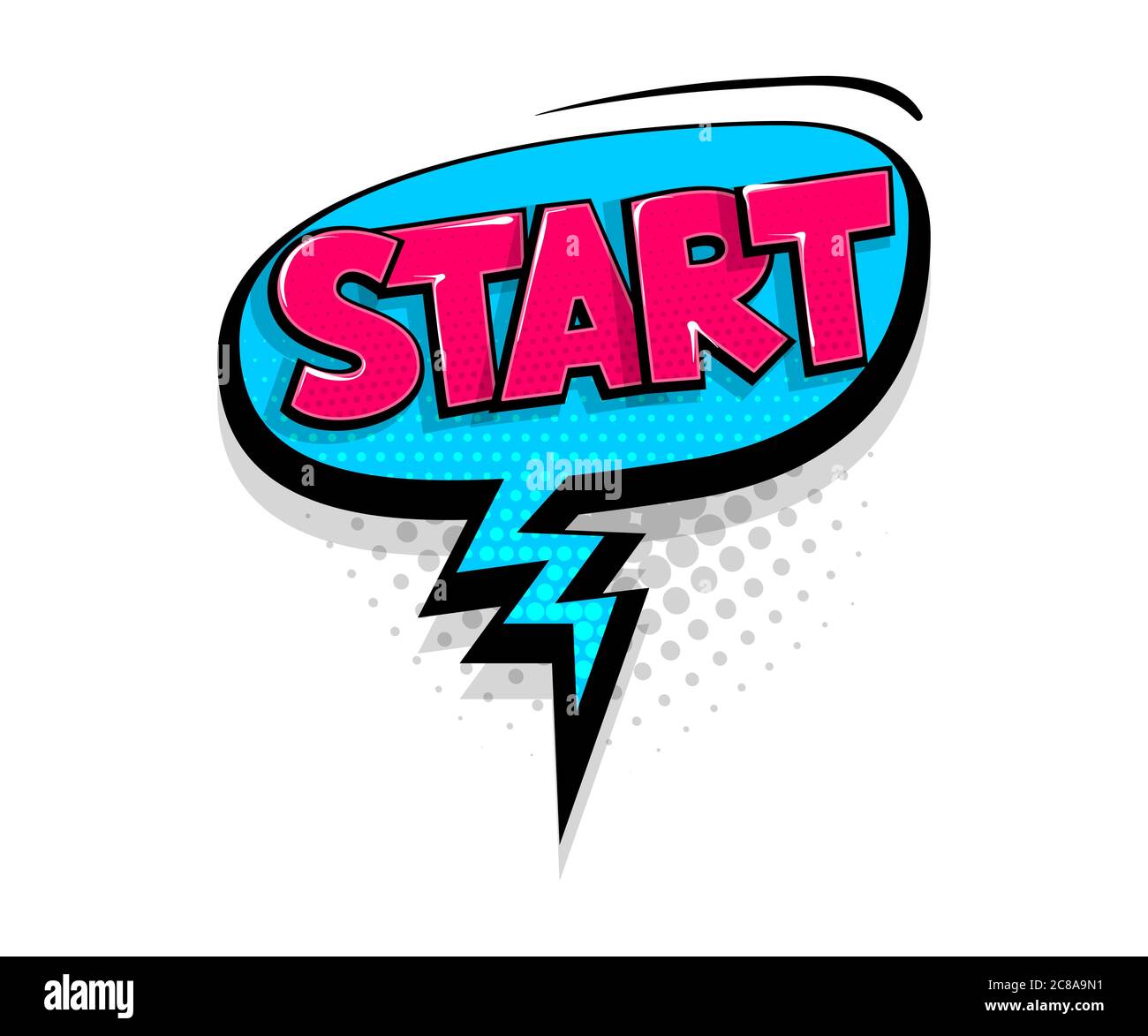 Texte de bande dessinée commencer la parole bulle pop art style Illustration de Vecteur