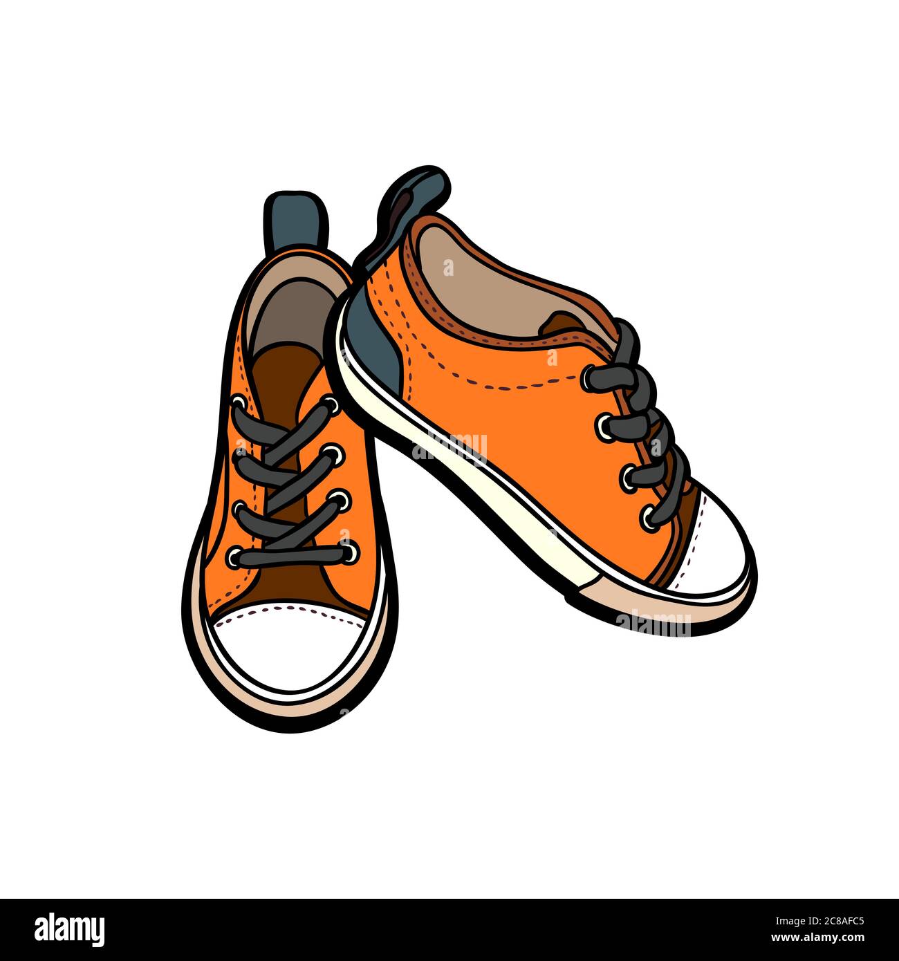 Chaussures de sport isolées. Illustration vectorielle des chaussures orange  dessinées à la main. Chaussures de sport dessinées à la main pour logo,  affiche, carte postale, mode brochure Image Vectorielle Stock - Alamy