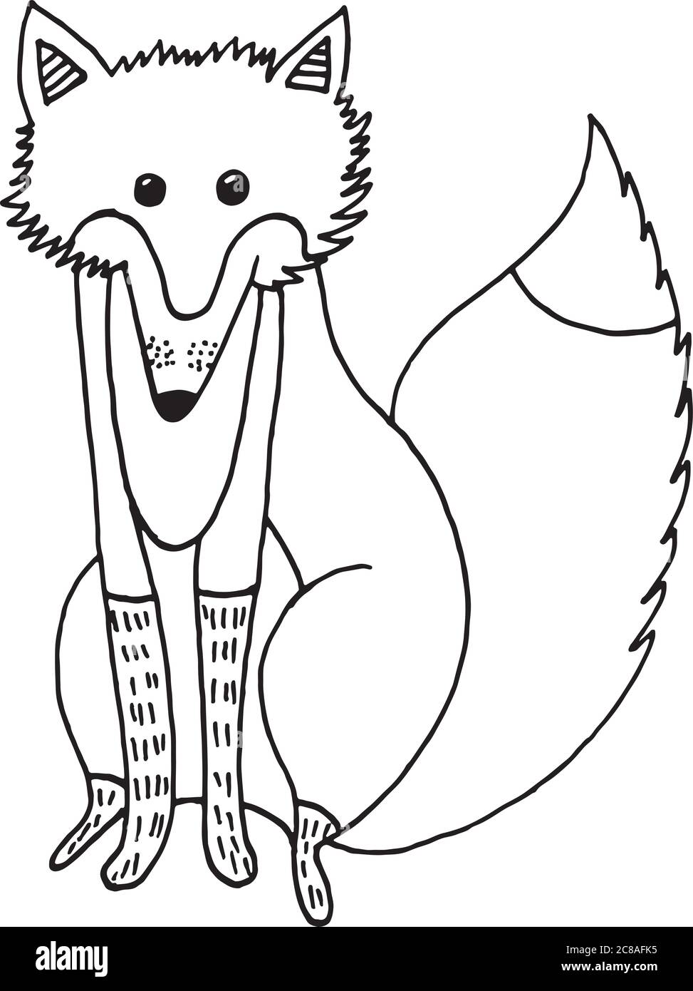 Dessin animé de l'animal de la forêt, un renard, une illustration simple. Enfants drawi Illustration de Vecteur