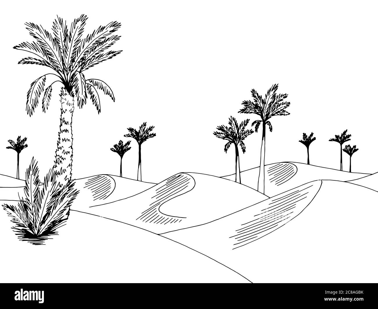 Paysage Dessin Noir Et Blanc Desert graphique noir blanc paysage dessin illustration vecteur Image  Vectorielle Stock - Alamy