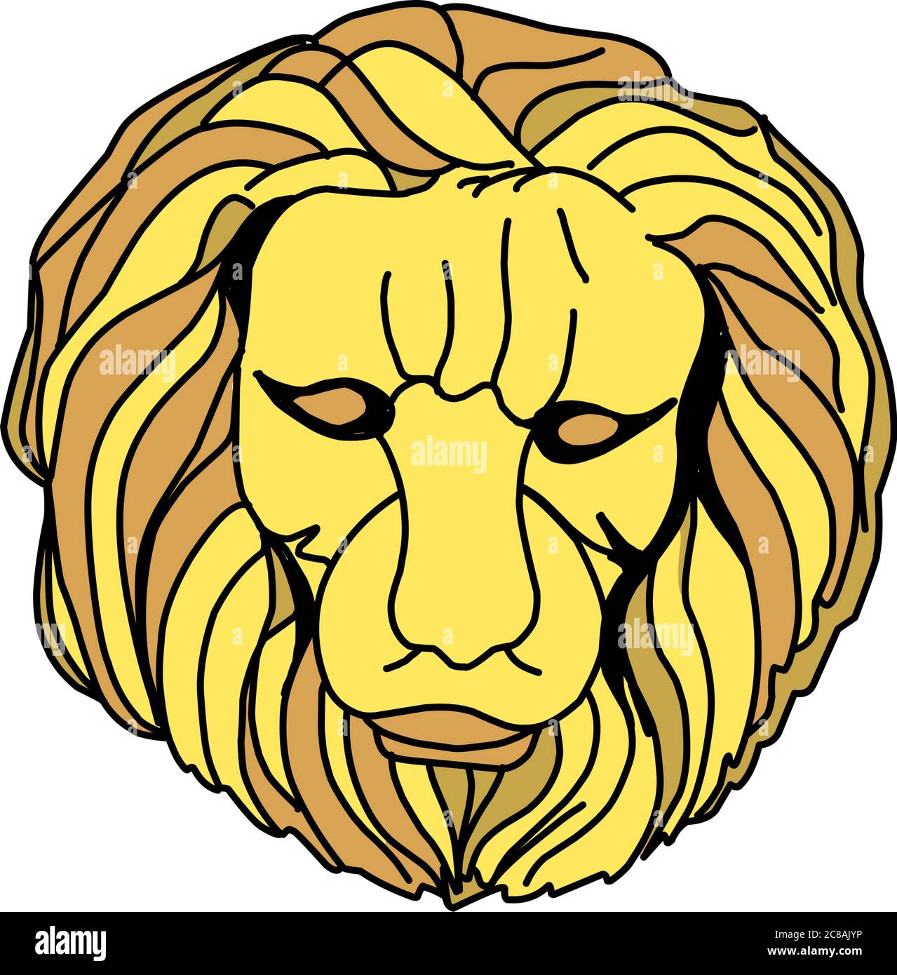 Maison Lannister, Lion d'Or. Symbole des sept royaumes. Tête d'un lion d'or sur fond blanc Illustration de Vecteur