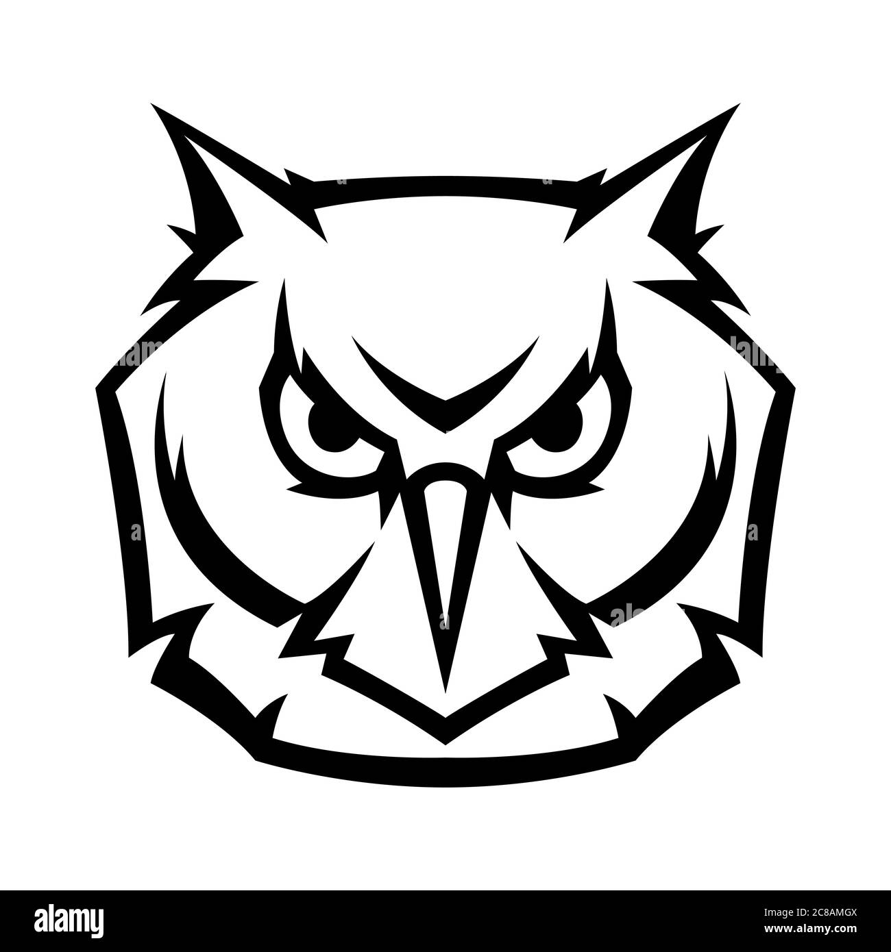 Tête de hibou stylisée mascotte. Illustration de Vecteur