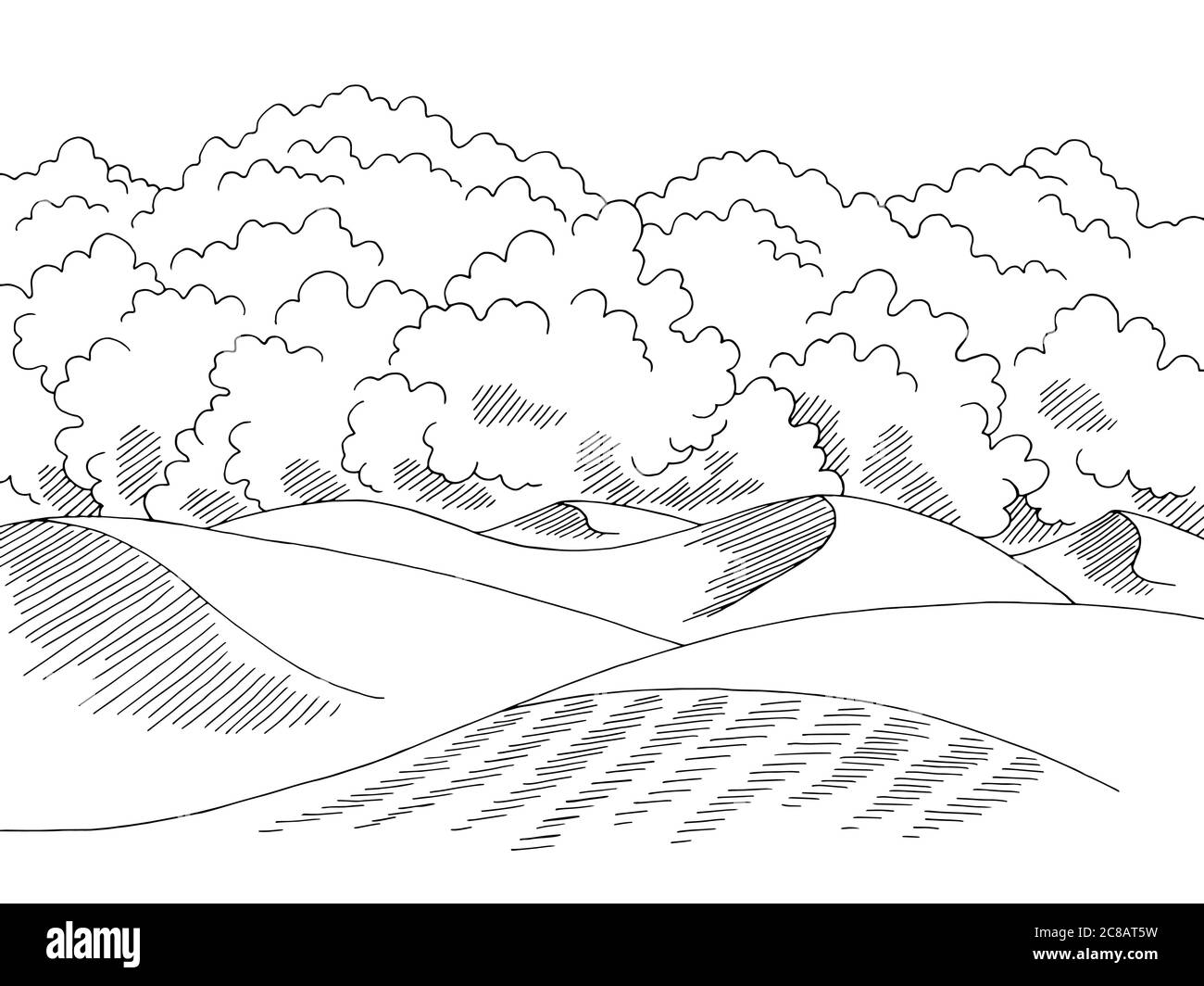 Desert Storm graphique noir blanc paysage dessin illustration vecteur Illustration de Vecteur