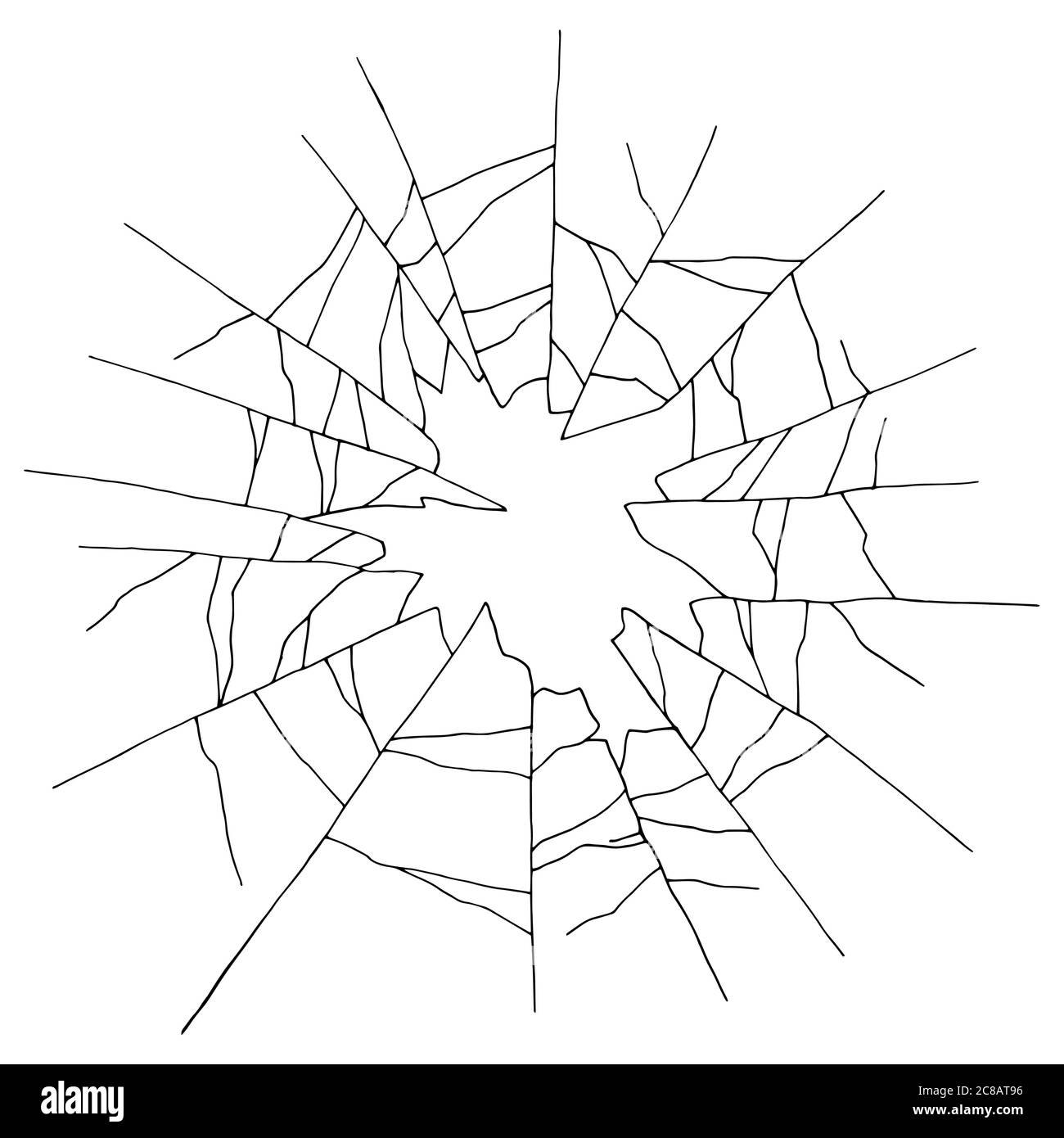 Image en verre brisé noir blanc esquisse illustration vecteur Illustration de Vecteur