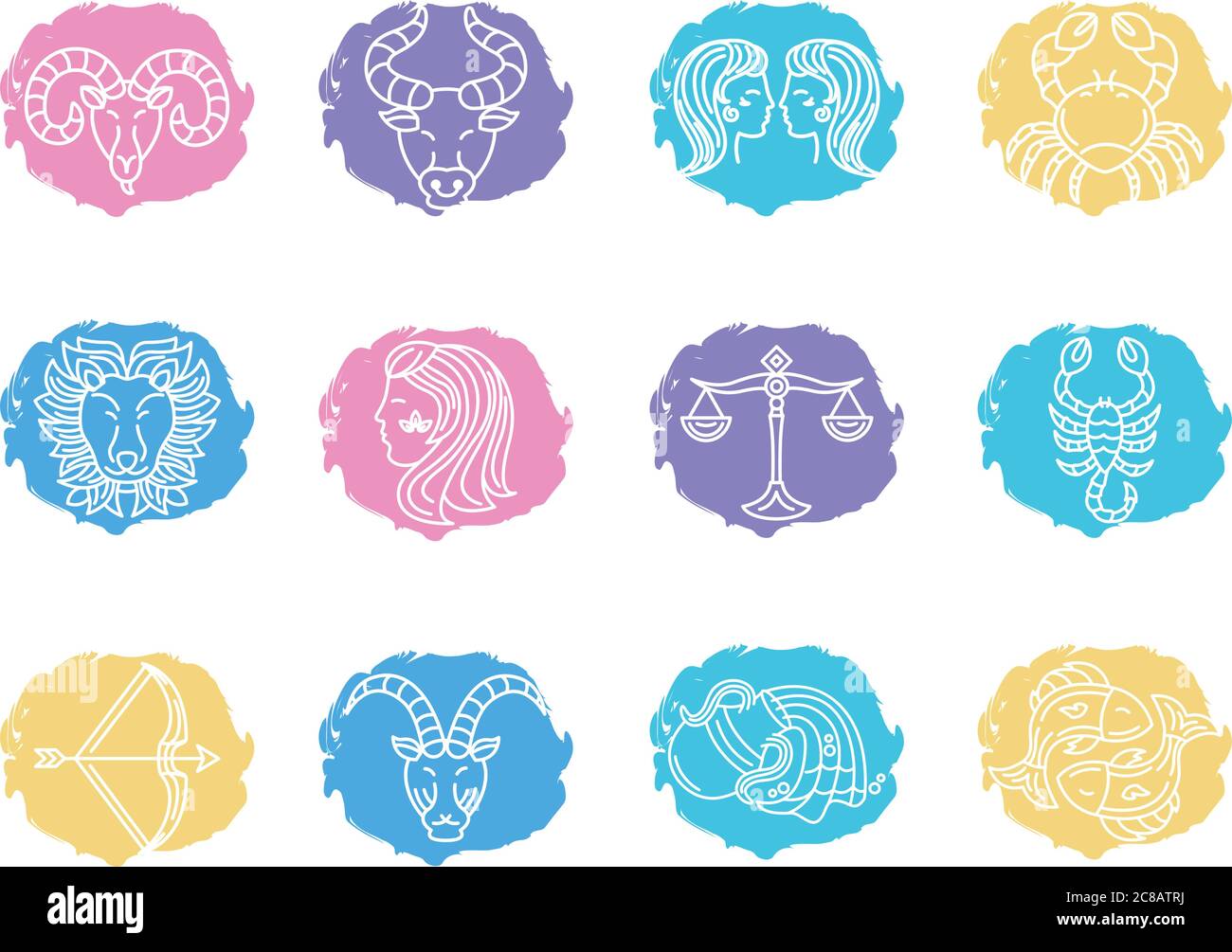 ensemble de signes et symboles du zodiaque dessin d'illustration ...