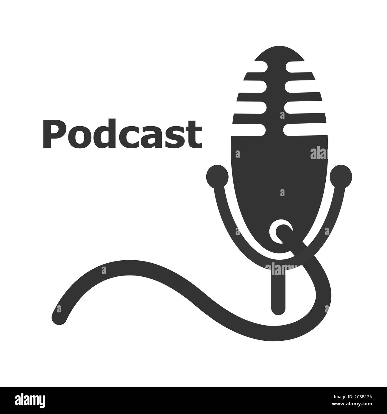 icône pour une image de podcast contenant un microphone avec un support et un cordon d'alimentation sur un fond blanc Illustration de Vecteur