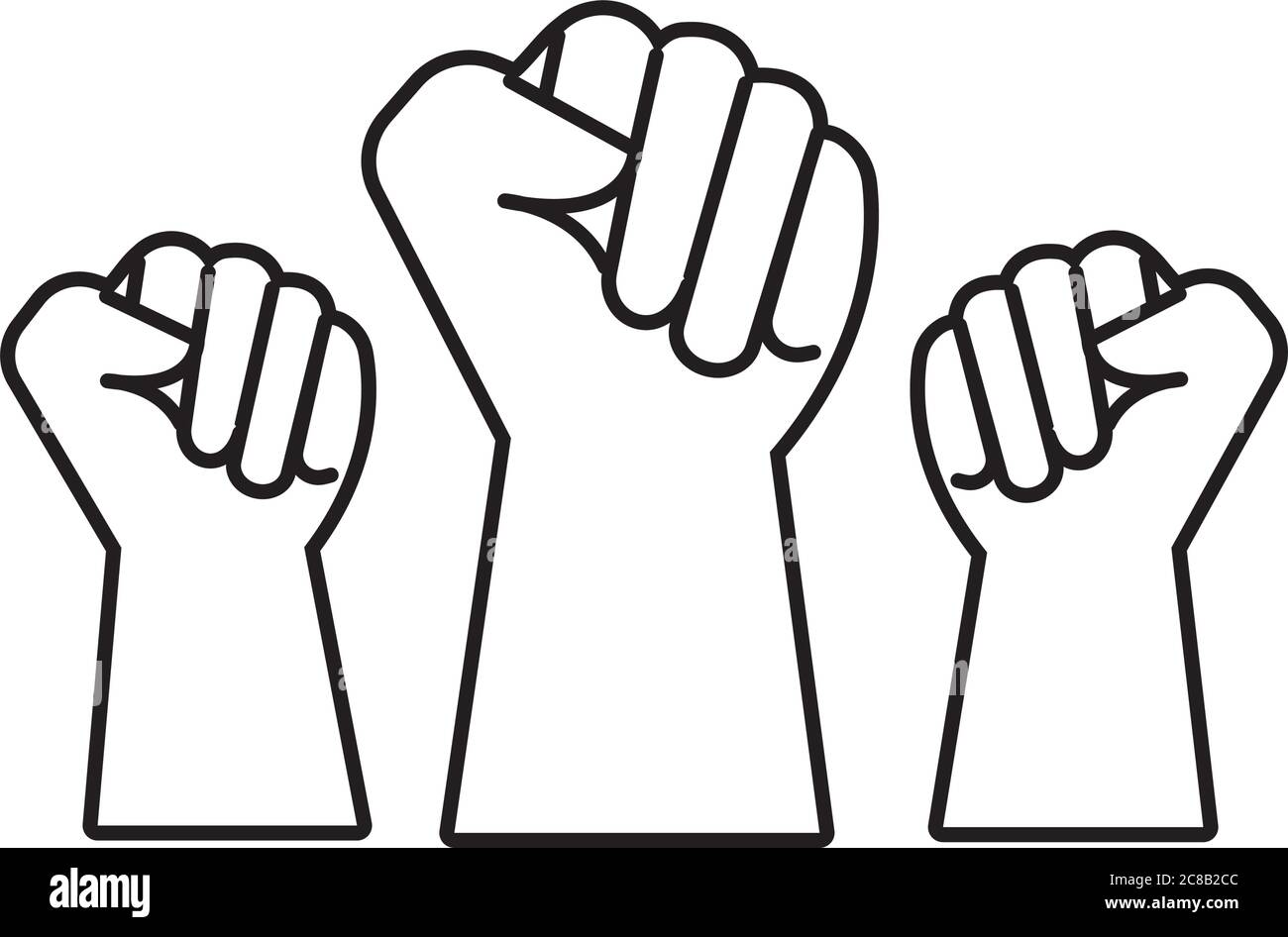 mains fists protestataires style ligne icône vecteur illustration conception Illustration de Vecteur