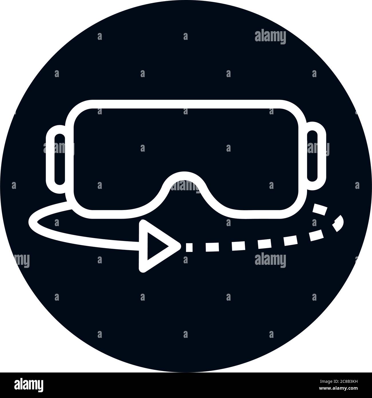 vr lunettes rotation 360 degrés bloc numérique et style de ligne icône dessin illustration vectorielle Illustration de Vecteur