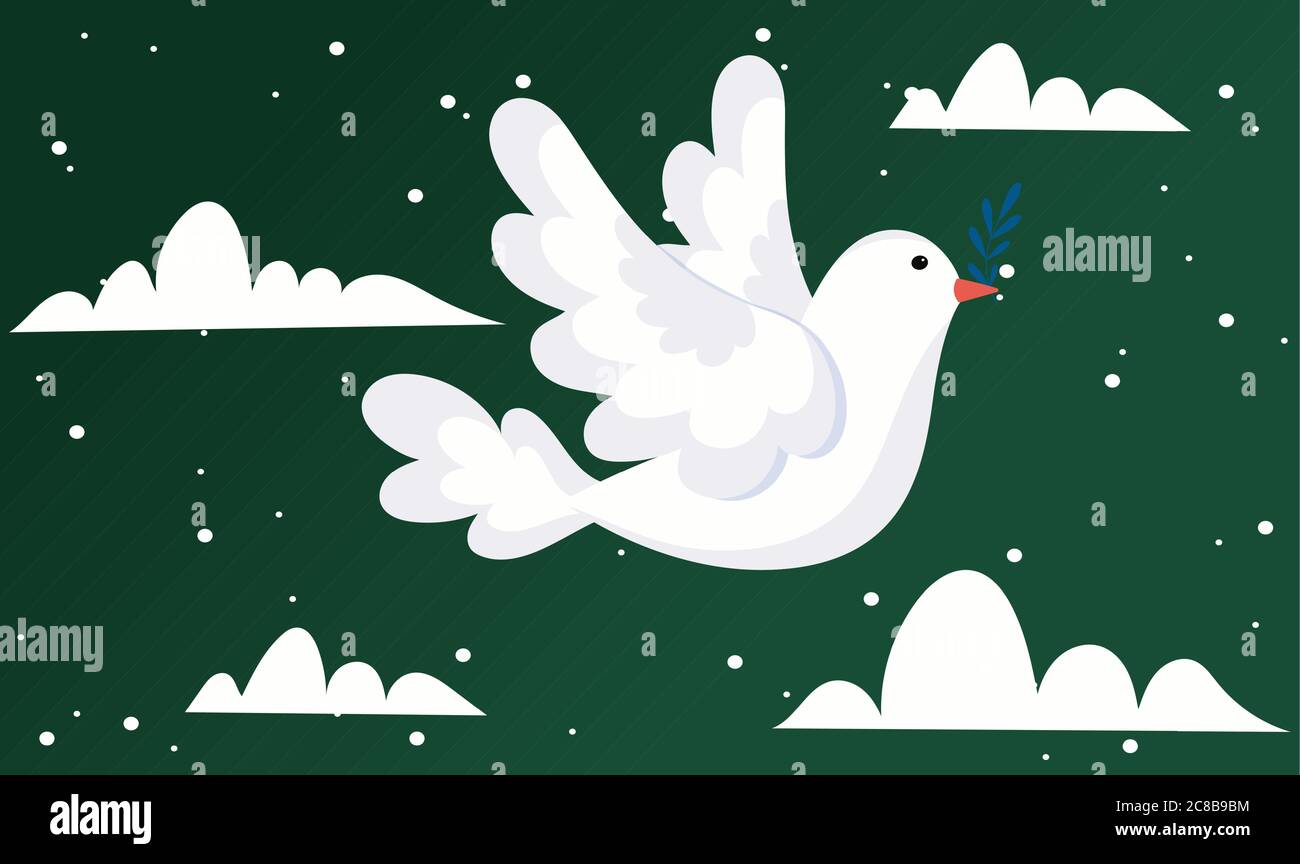 motif oiseaux et nuages sur fond vert Illustration de Vecteur