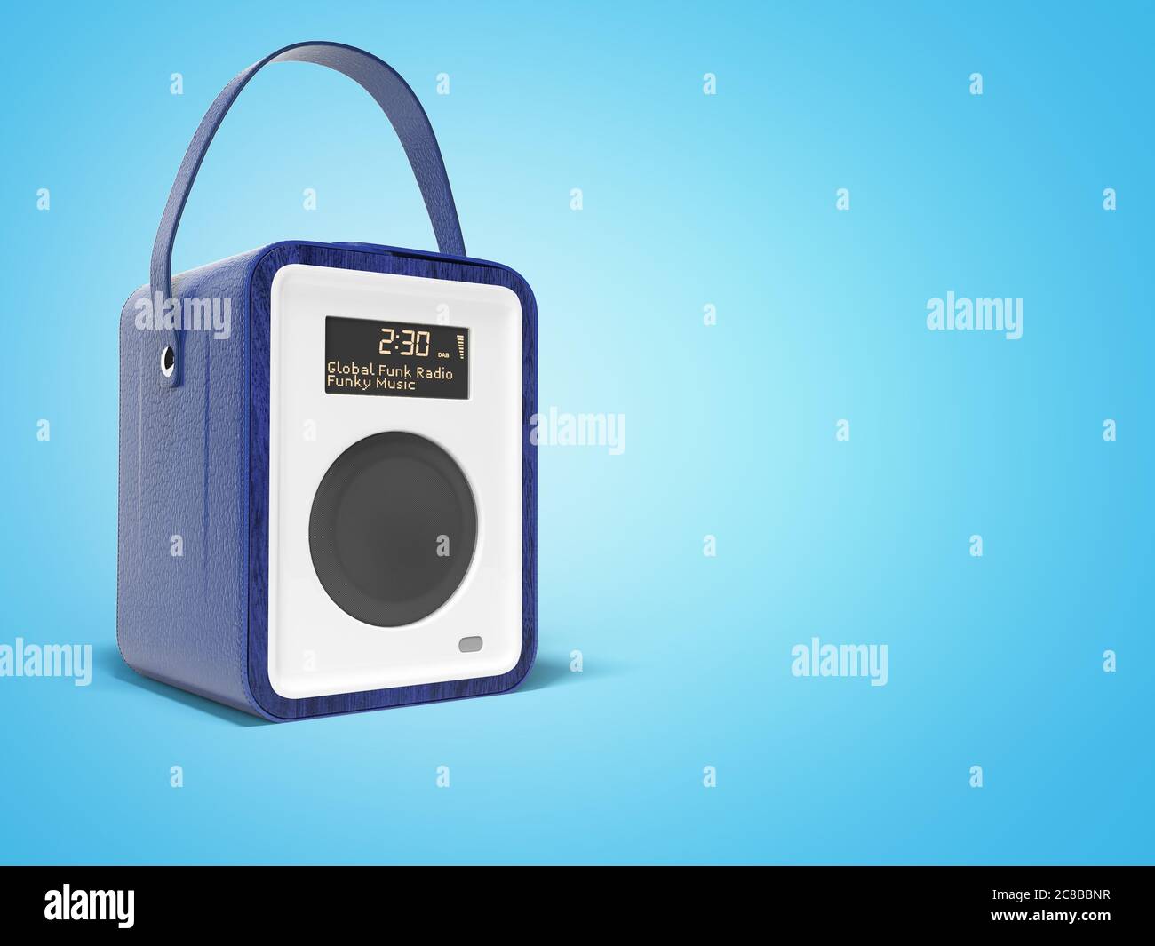 Radio portable bleu colonne pour écouter de la musique 3D render sur fond  bleu avec ombre Photo Stock - Alamy