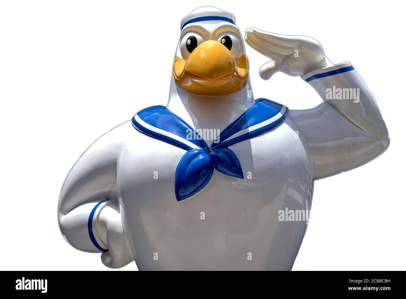 Découpez un oiseau amusant habillé d'un uniforme de la marine et salant Banque D'Images
