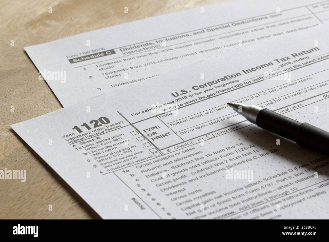 Formulaire 1120, Déclaration de revenus des sociétés des États-Unis. Banque D'Images