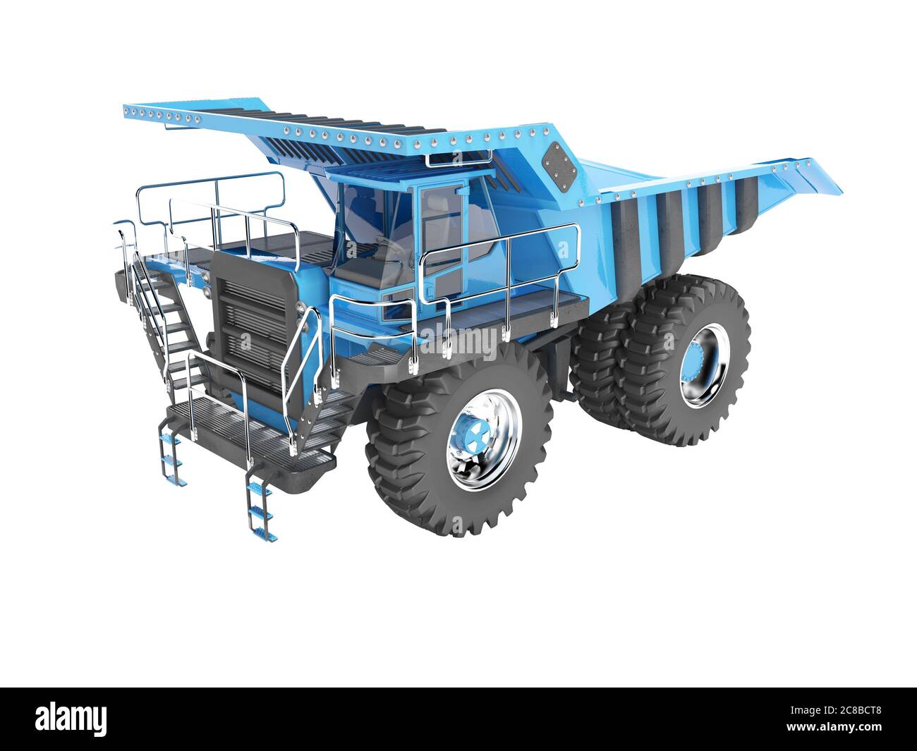 Camion minier moderne bleue avec des accents noir arrière vue perspective rendre sur fond blanc aucune ombre Banque D'Images