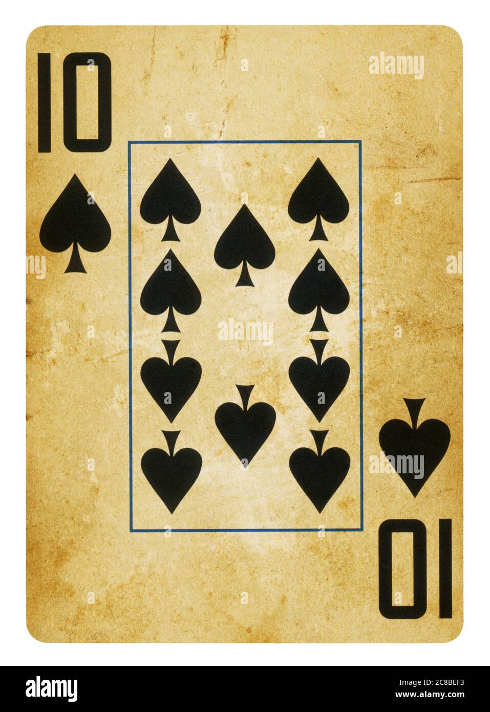 Dix de pique Vintage playing card - isolated on white (chemin inclus) Banque D'Images