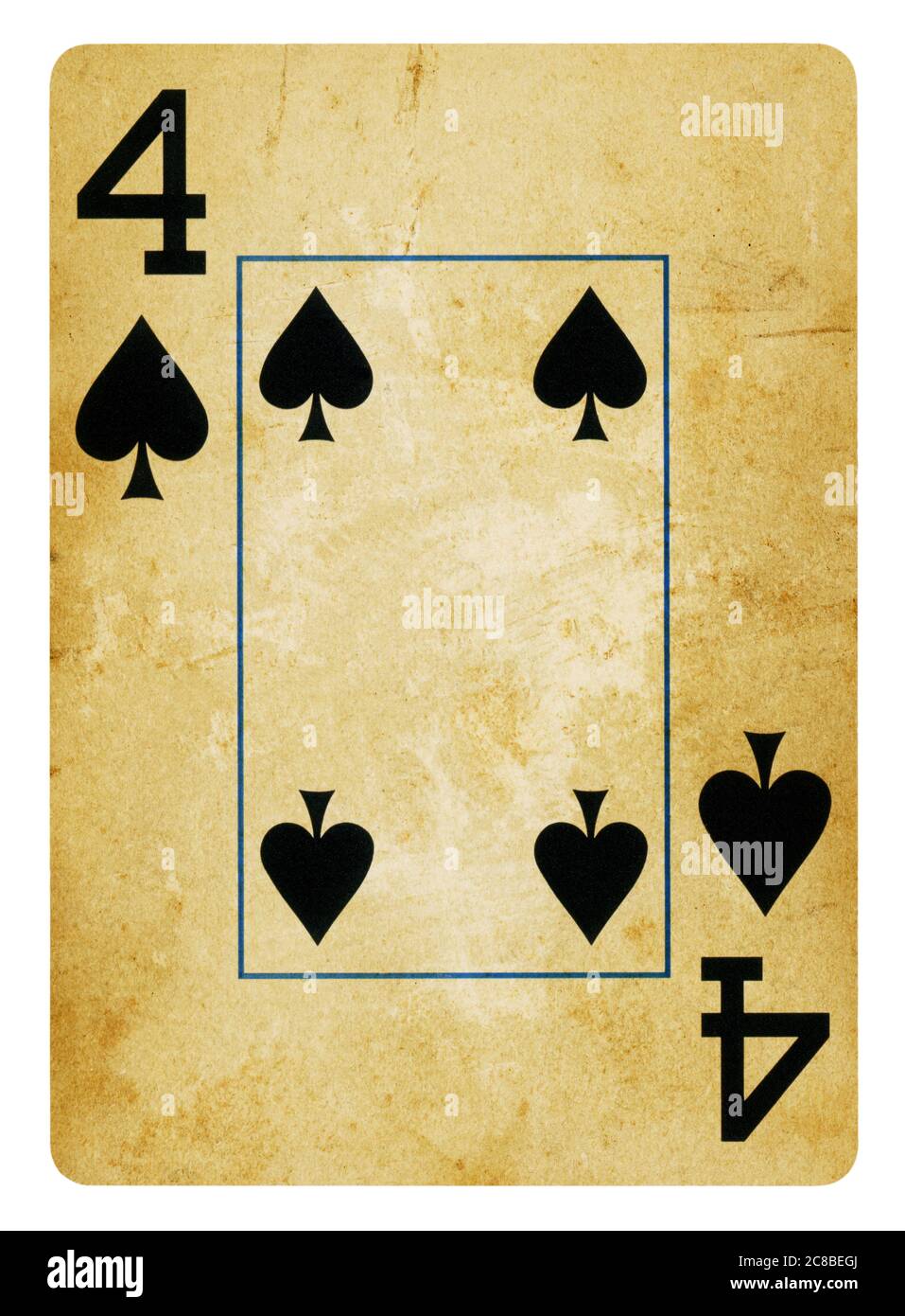 Quatre de pique Vintage playing card - isolated on white (chemin inclus) Banque D'Images