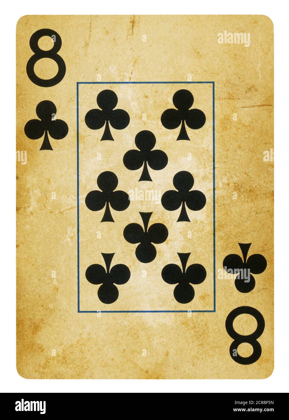 Huit Clubs de Vintage playing card - isolated on white (chemin inclus) Banque D'Images